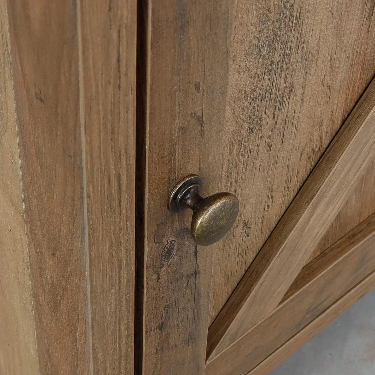 Rainbow Nightstand, Farmhouse Bedside Table with Cabinet and Shelves, 18 x 18 x 24 Inches, Shaded Oak