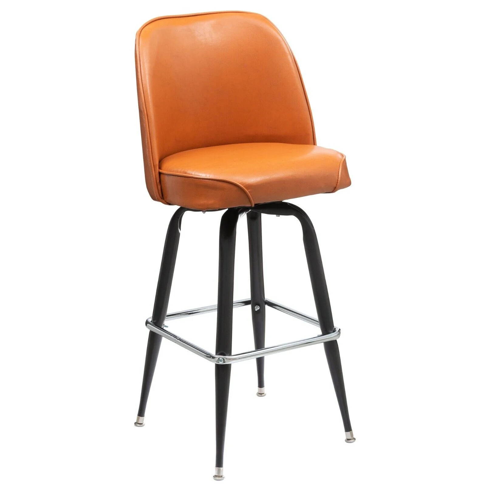 (2 PACK) Metal Restaurant Barstool with Caramel Brown Vinyl Swivel Bucket Seat
