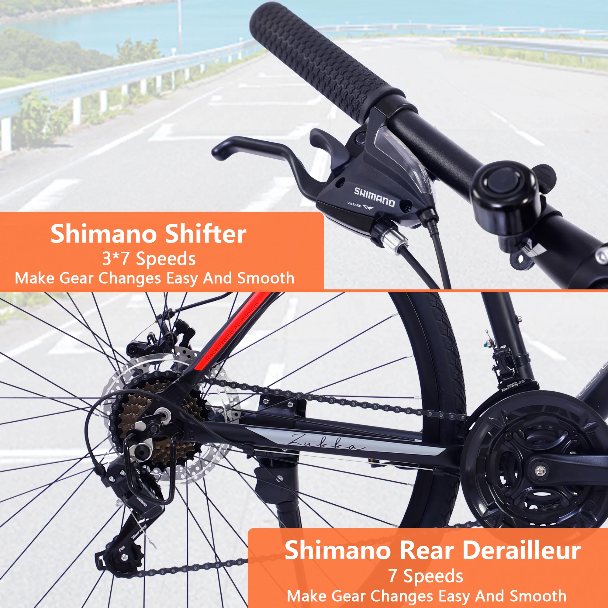 28 inch Hybrid Bike Men, Road Bike with Shimano 21 Speed, 700C Wheels, Comfort Adult Bicycle with Dual Disc Brake, 21'' Lightweight Aluminium Frame, Suggested Rider 5'6