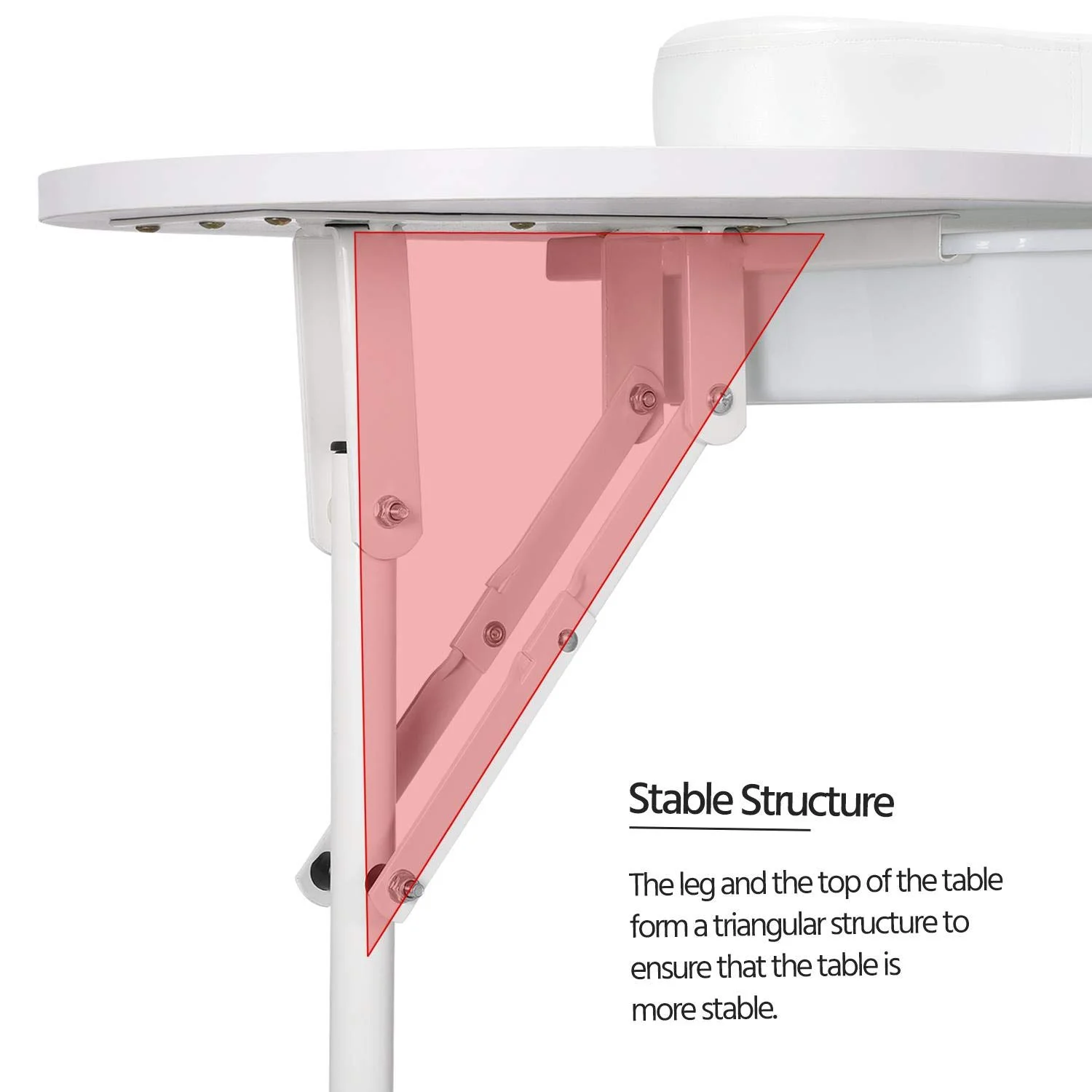 Folding Manicure Table Movable Nail Beautician Desk Workstation with Smooth Drawer/Water-proof Carry Bag/Lockable Wheels for Nail Groomer- White