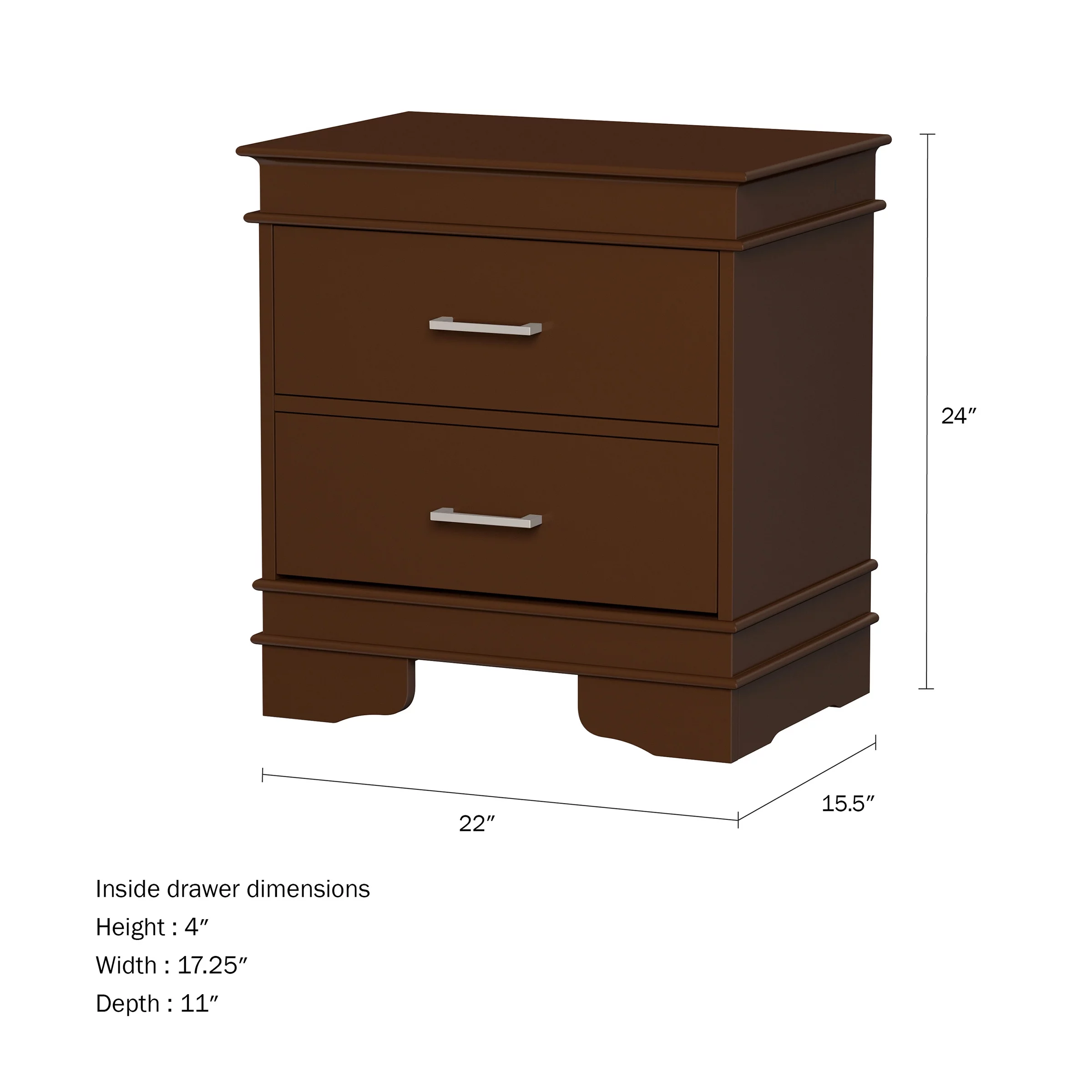 Somerset Home 2-Drawer End Table – Dark Brown Traditional Nightstand