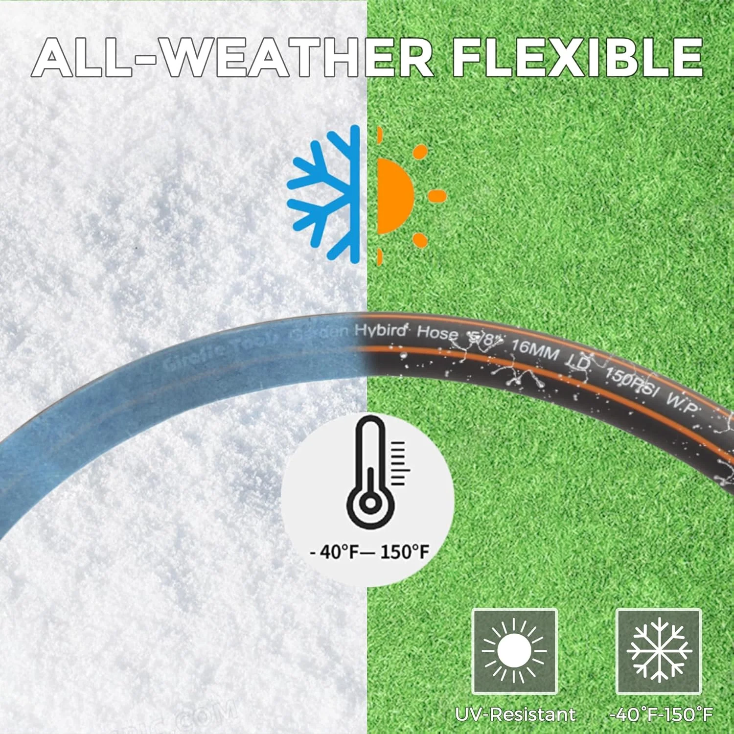 Hybrid Garden Hose 100ft, 5/8