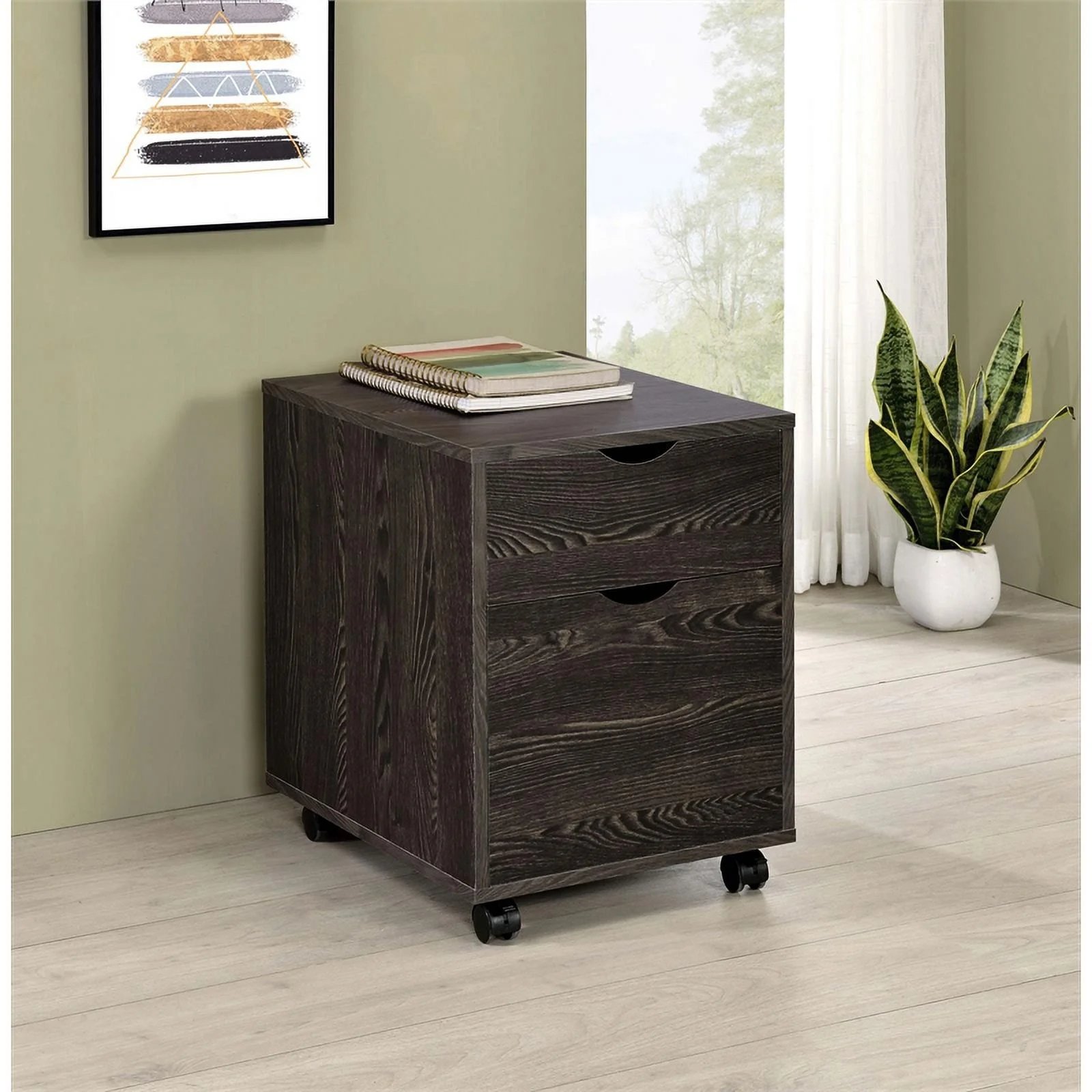 Pemberly Row 2-drawer Modern Wood Mobile File Cabinet Dark Oak
