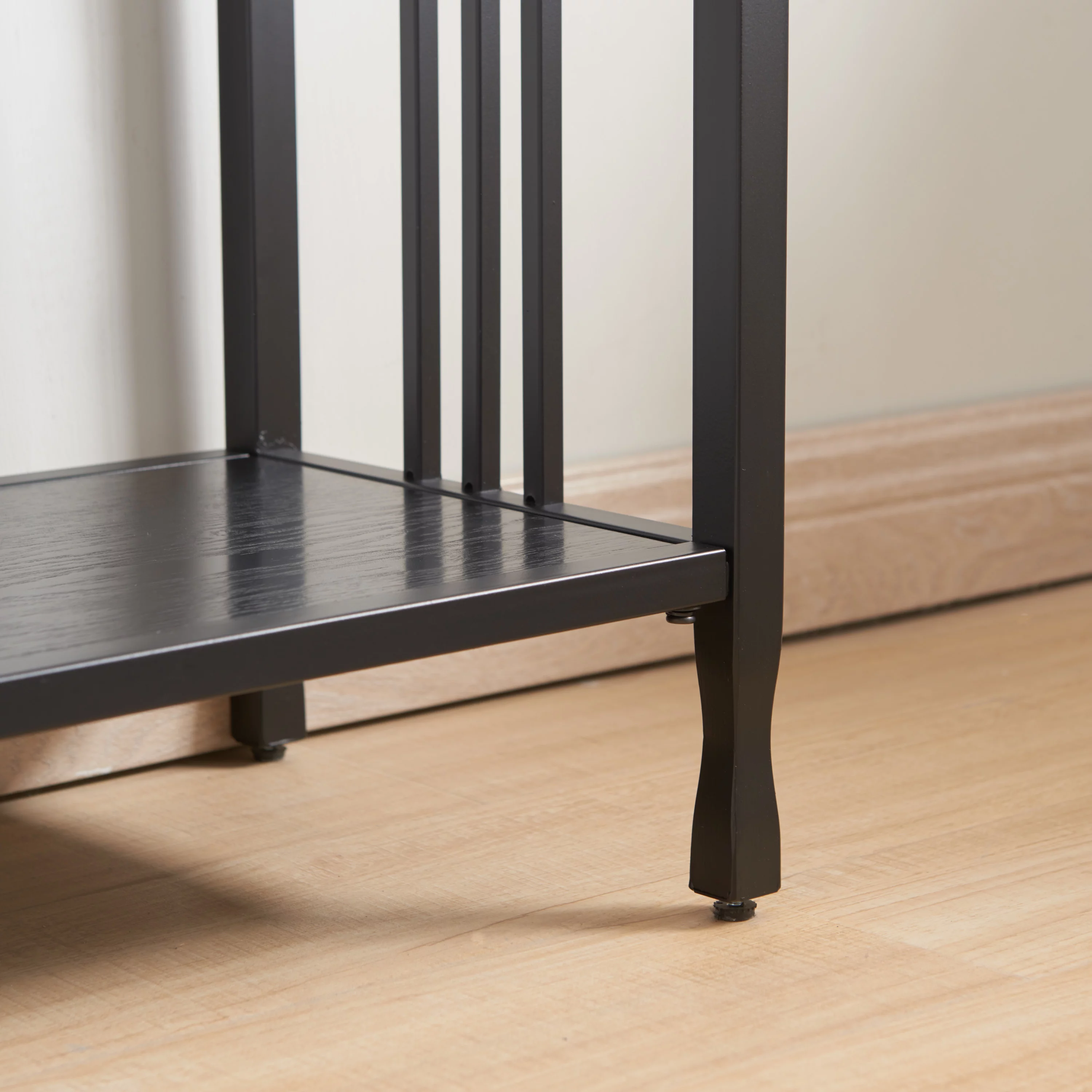 Leick Home 11233-BK Ironcraft Rustic Two Drawer Console Table with Shelf, Black Wash