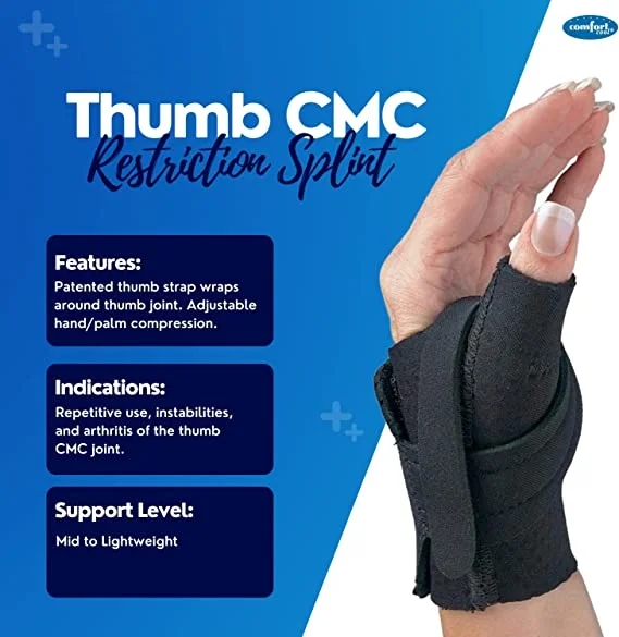 North Coast Medical Comfort Cool Thumb CMC Restriction Splint, Beige - Small Plus 6-1/2
