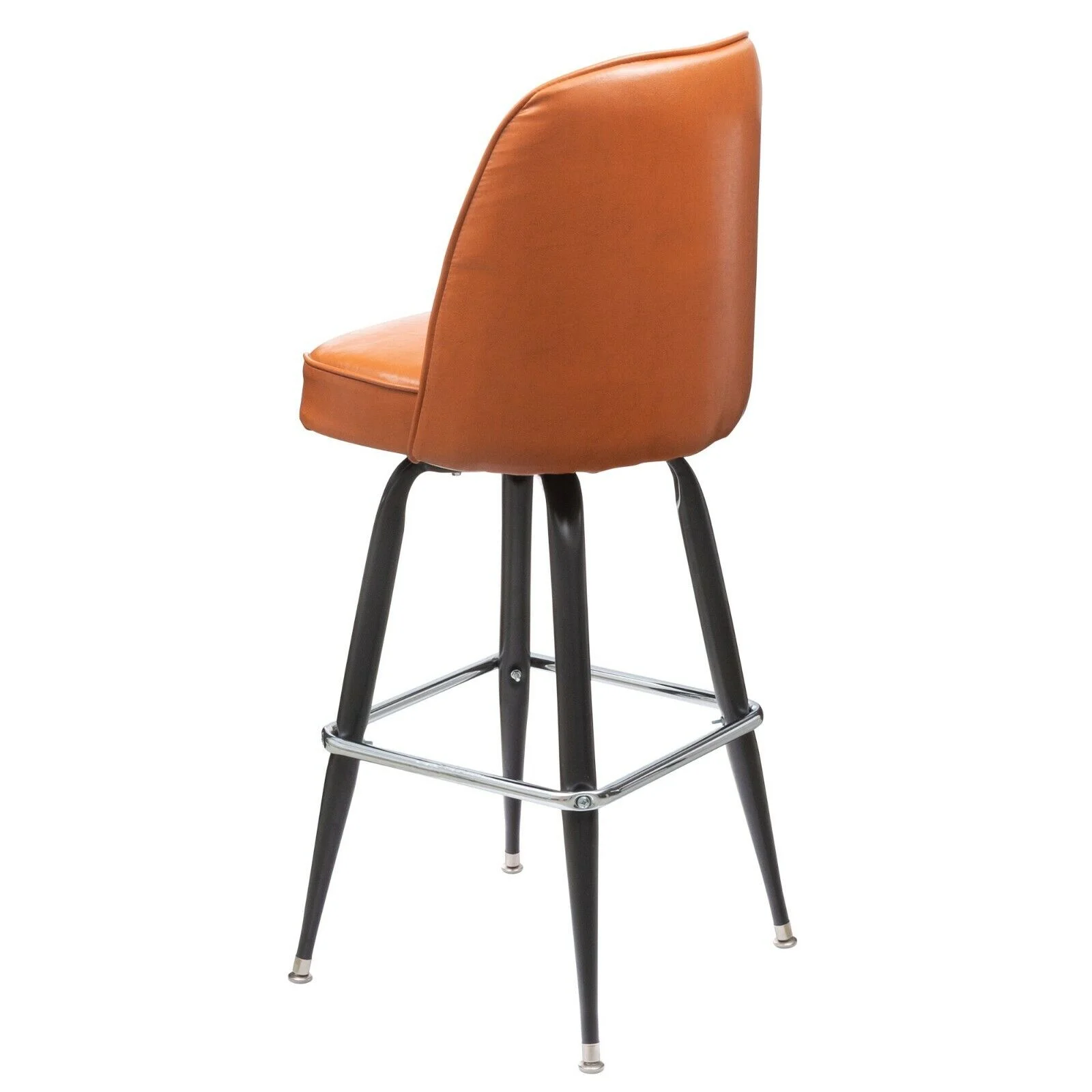 (2 PACK) Metal Restaurant Barstool with Caramel Brown Vinyl Swivel Bucket Seat