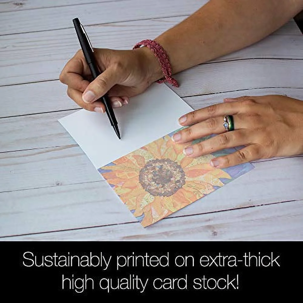 Tree-Free Greetings All Occasion Greeting Card 12 Pack, 100% Recycled Paper, 4x6, Vibrant Sunflower (FS56868)