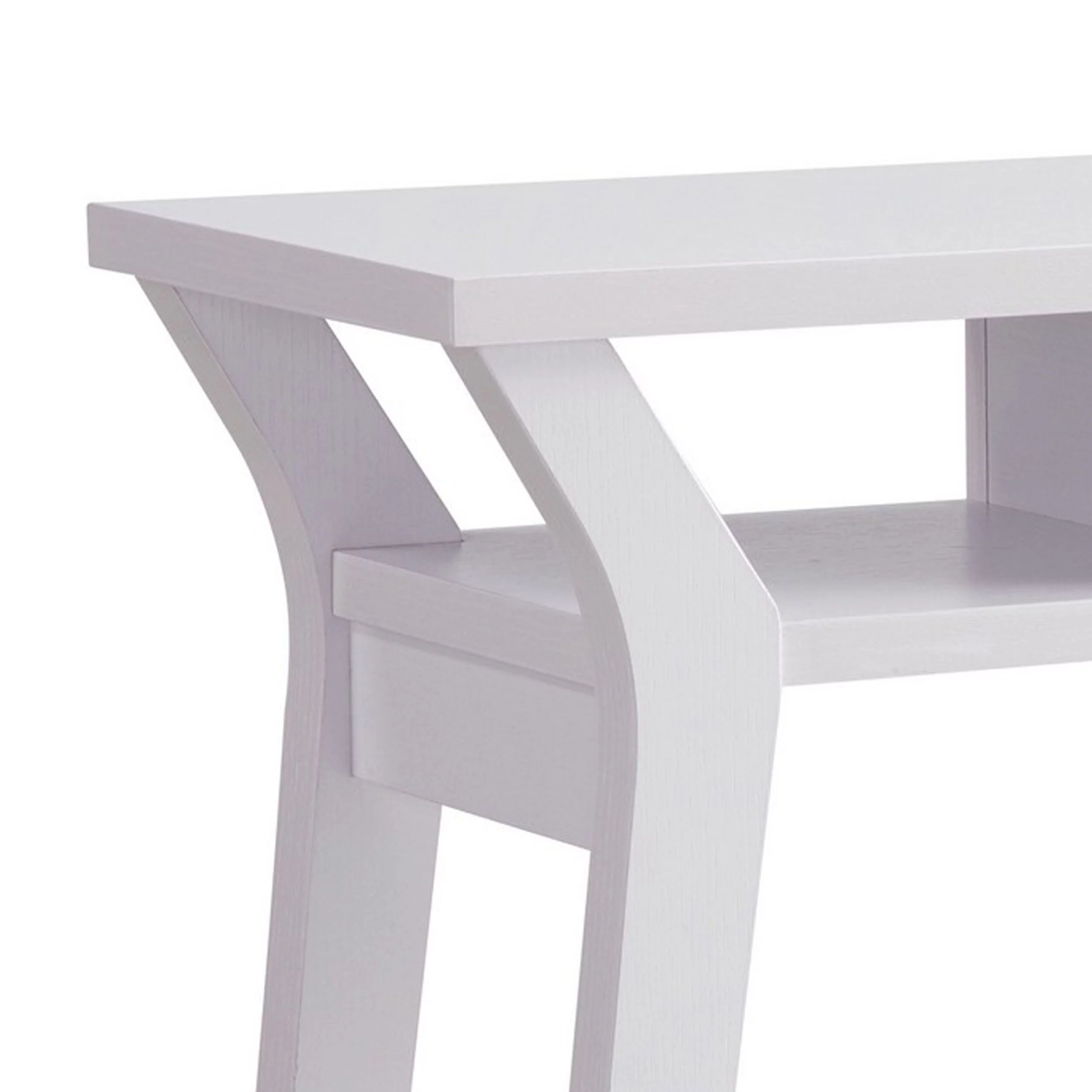 Dax 47 Inch Modern Console Table with Drawer and Mini Shelves, Wood, White