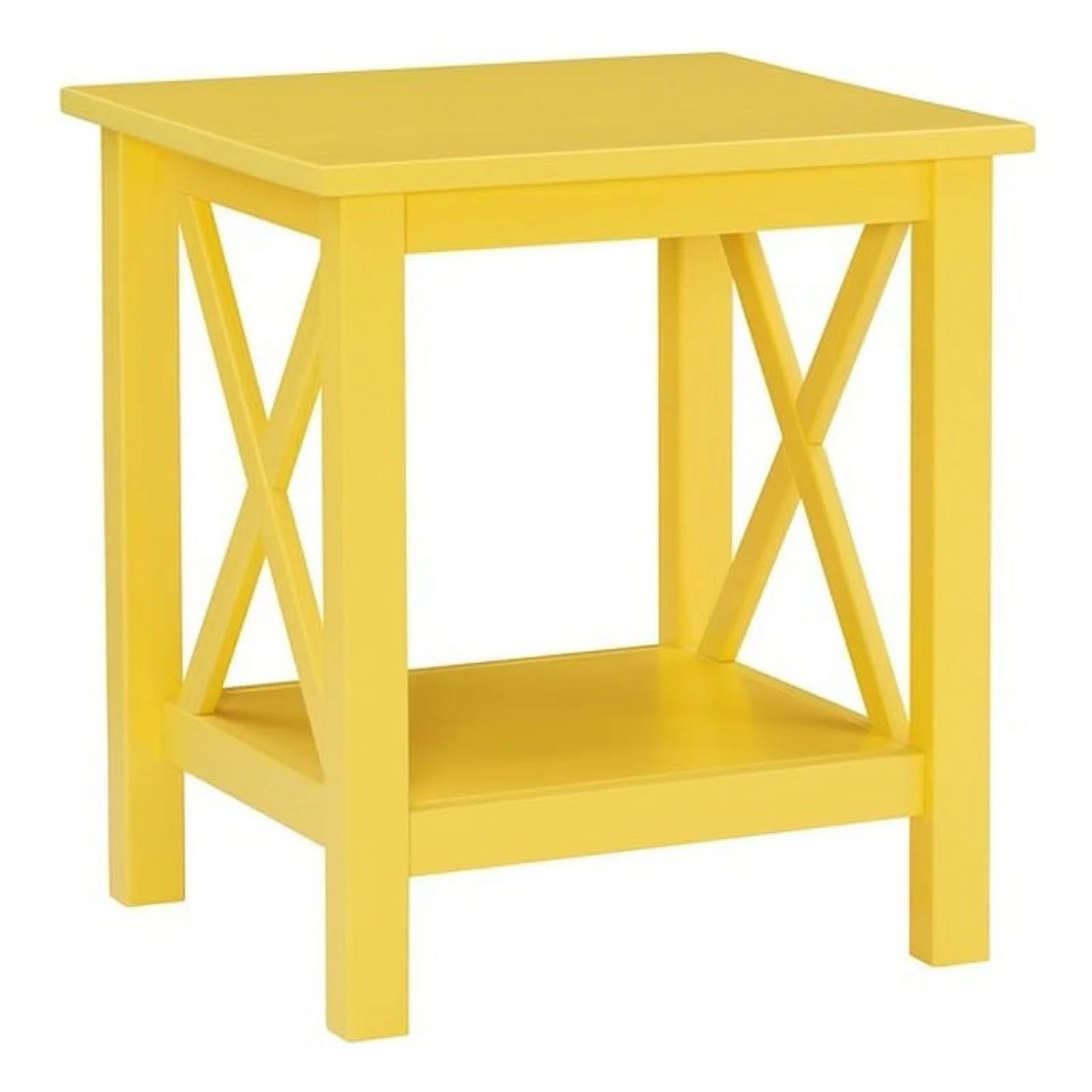 Home Square 2-Piece Furniture Pinewood End Table Set in Yellow