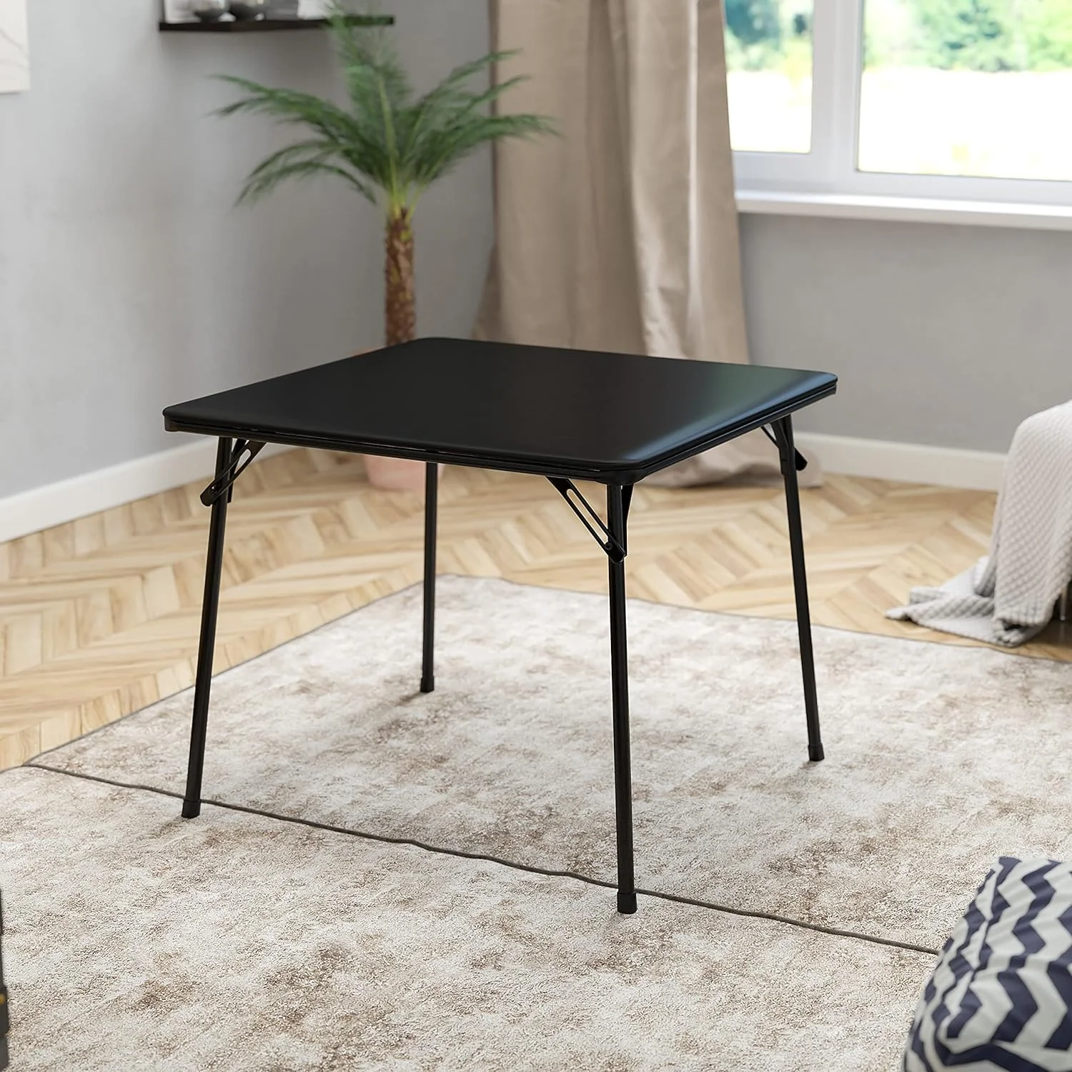 Folding Card Table - Black Foldable Card Table Square - Portable Table with Collapsible Legs
