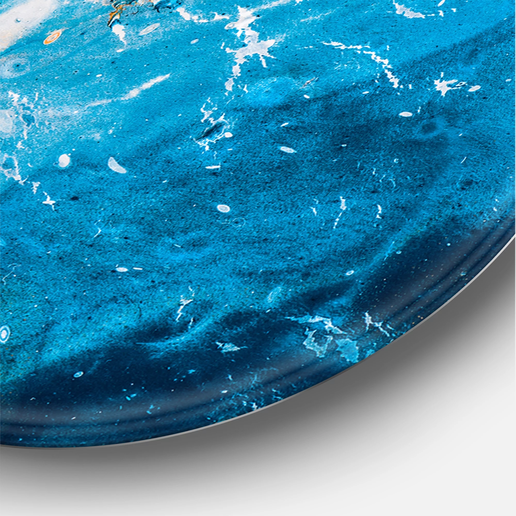 Designart 'Abstract Blue Marble Composition I' Modern Circle Metal Wall Art 36x36 - Disc of 36