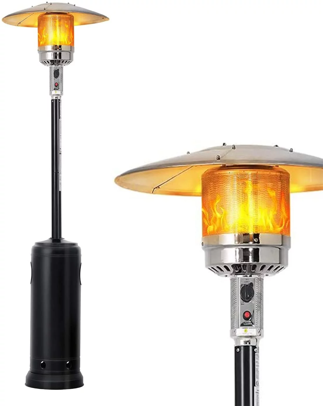 SUNCROWN 48,000 BTU Patio Propane Heater Outdoor Freestanding Heater with Wheels, Black