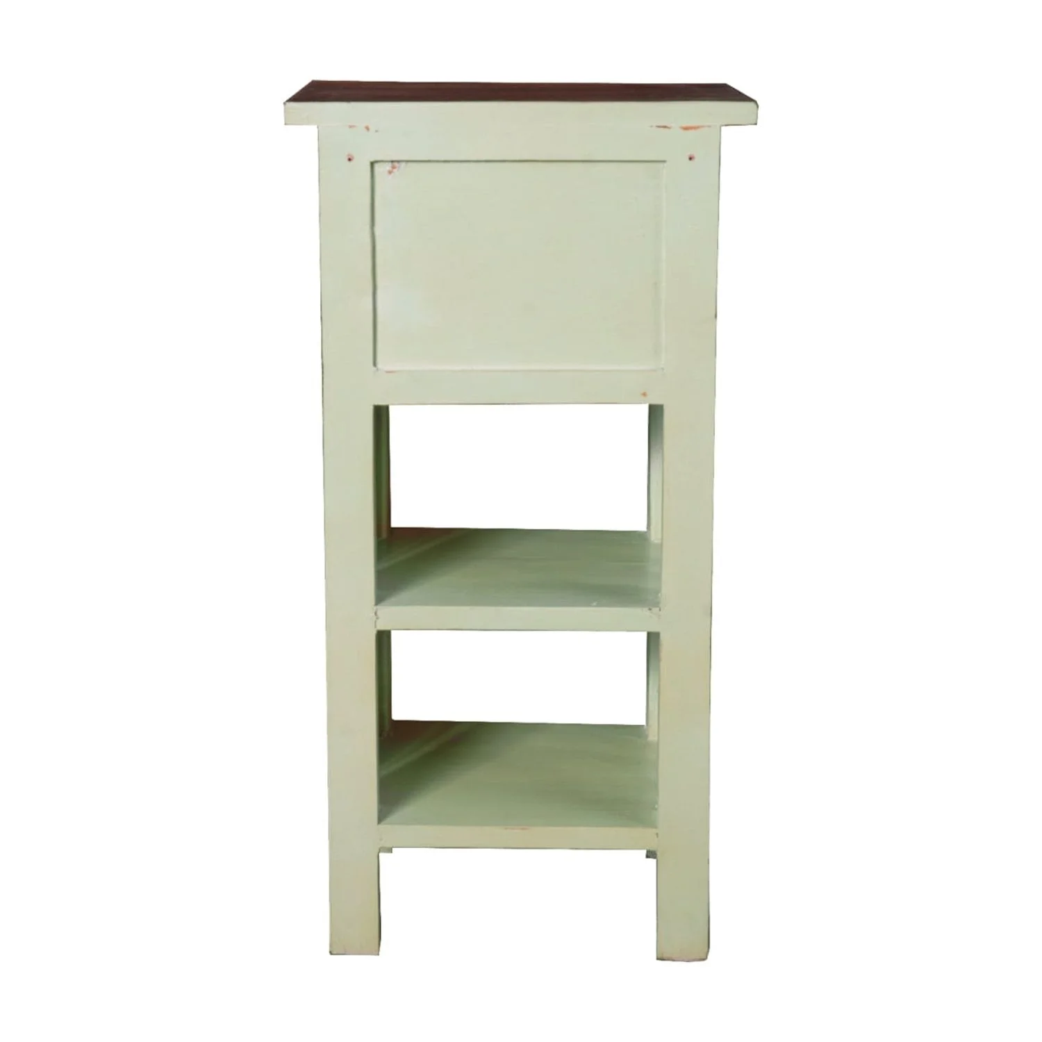 HomeStock End Table With Drawers And Shelves , Bahama Blue/Raftwood Brown Solid Wood , Fully Assembled Narrow Display Shelves