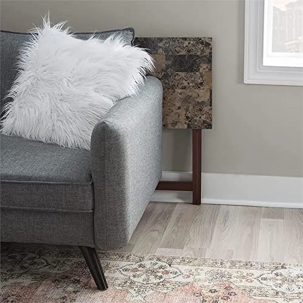 FDXCKJP 5 Piece Set Compass Print Wood Folding TV Tray Table Stand in Gray  4 Tray Tables & 1 Stand