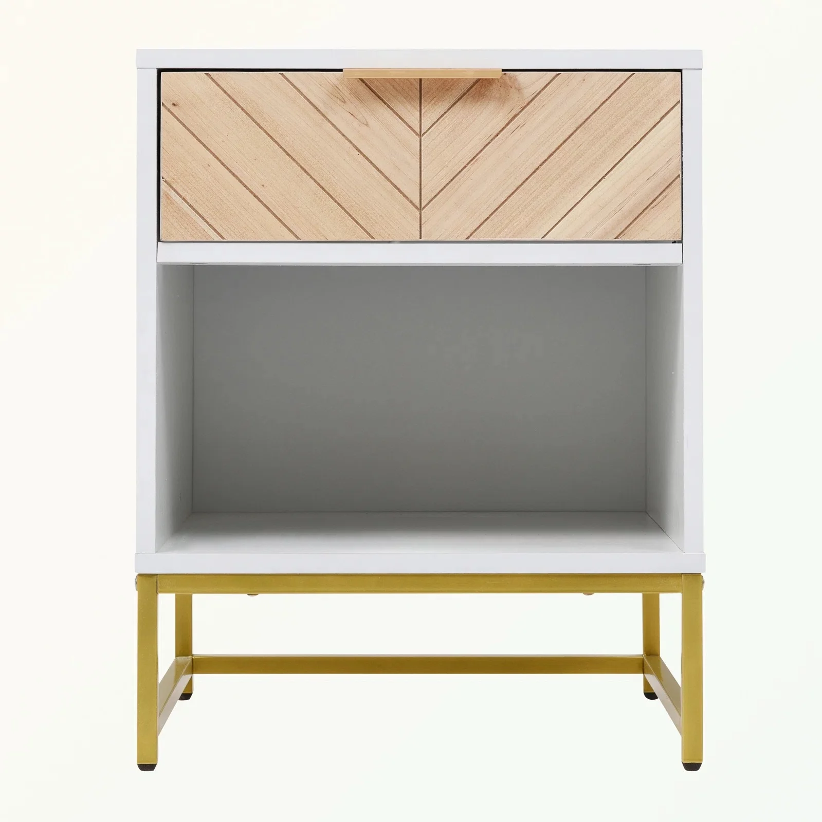 Semiocthome Modern Nightstand with Charging Station,with 1 Drawer,White Finish,Adult