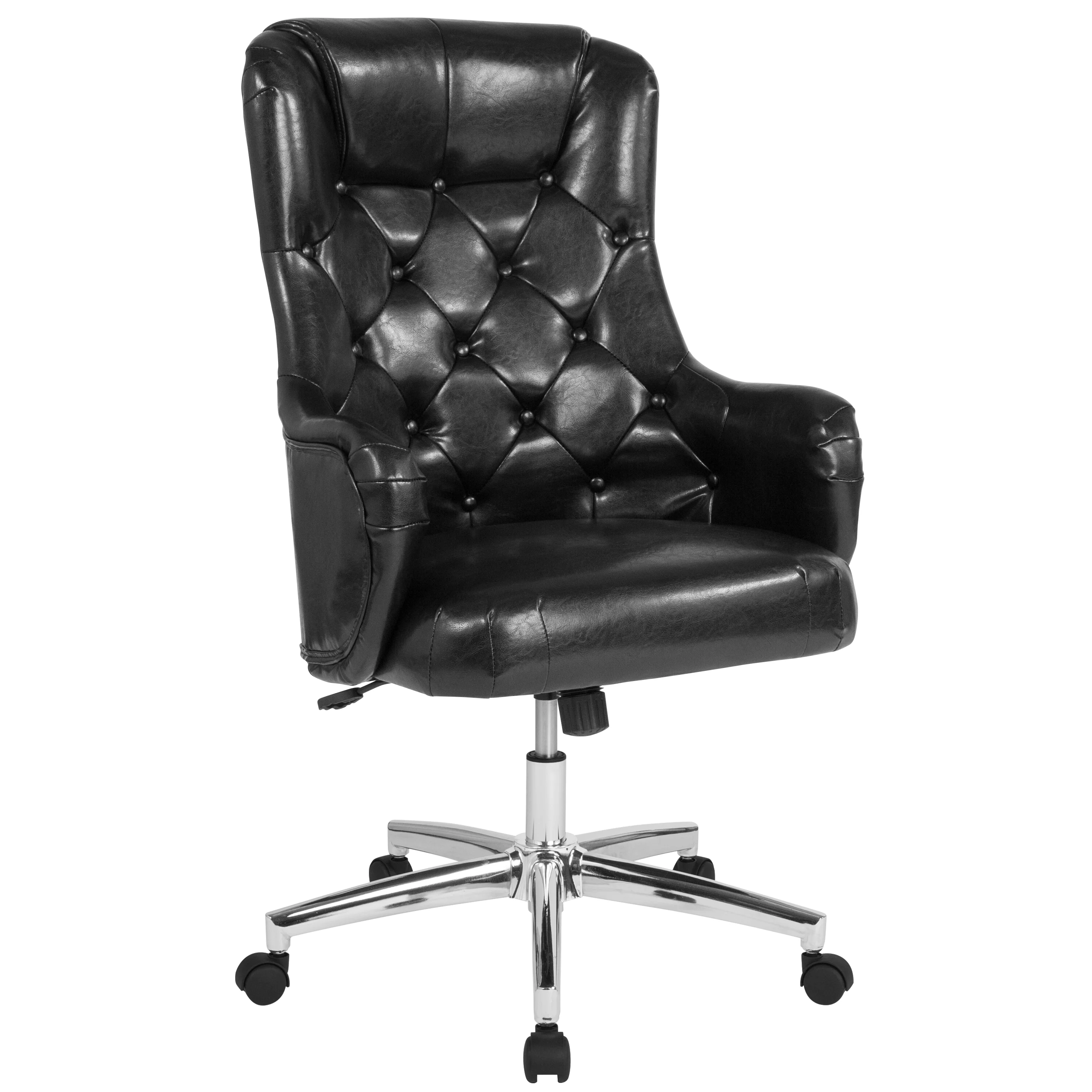 Flash Furniture Chambord Home and Office Upholstered High Back Chair in Black LeatherSoft