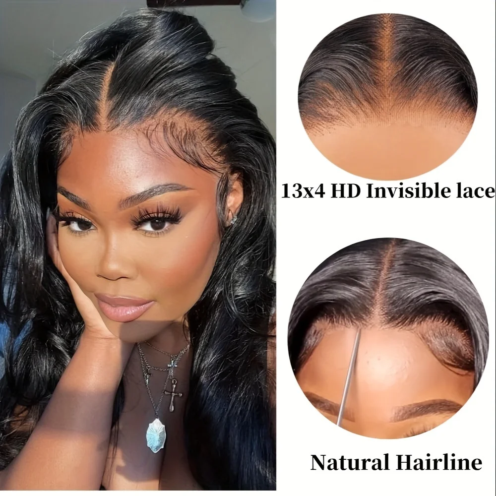 Jkzcp  Glueless Wigs Human Hair Pre Cut Lace No Glue Body Wave Lace Front Wigs Human Hair 13X4 HD Lace Frontal Wigs For Women 150% Density Brazilian Virgin Hair Natural Color
