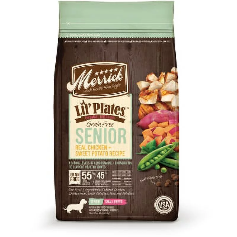 Merrick Lil' Plates Grain-Free Small Breed Real Chicken & Sweet Potato Senior Dry Dog Food, 4lb