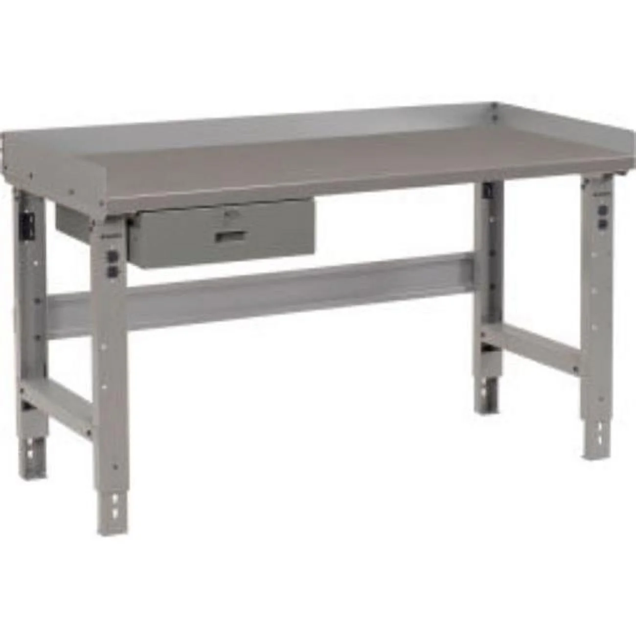 Adjustable Height Workbench with Drawer, Steel Square Edge Top - Gray - 60 x 30 in.