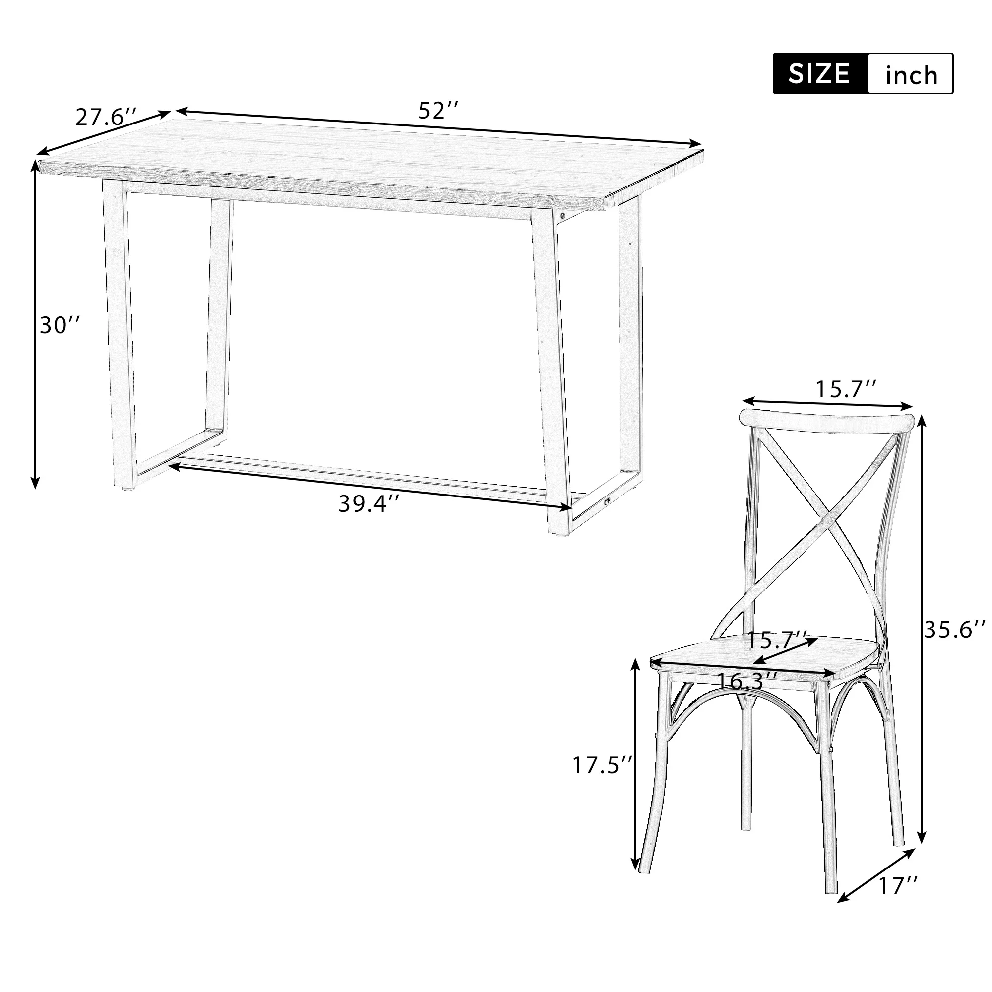 CoSoTower 7 Piece Industrial Dining Table Set Rectangular Table With 6 Dining Chairs Kitchen Table Set With Metal Frame, Rustic Brown