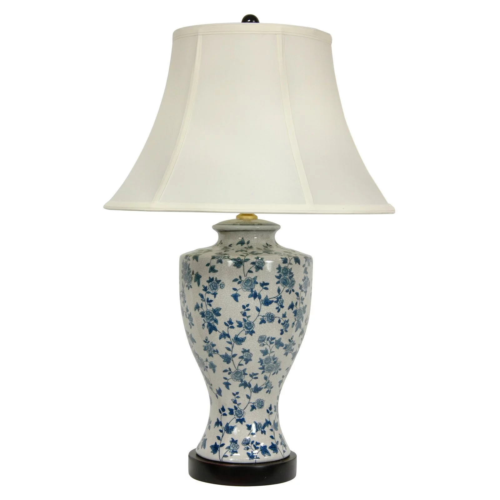 Oriental Furniture Blue and White Flower Vine Table Lamp