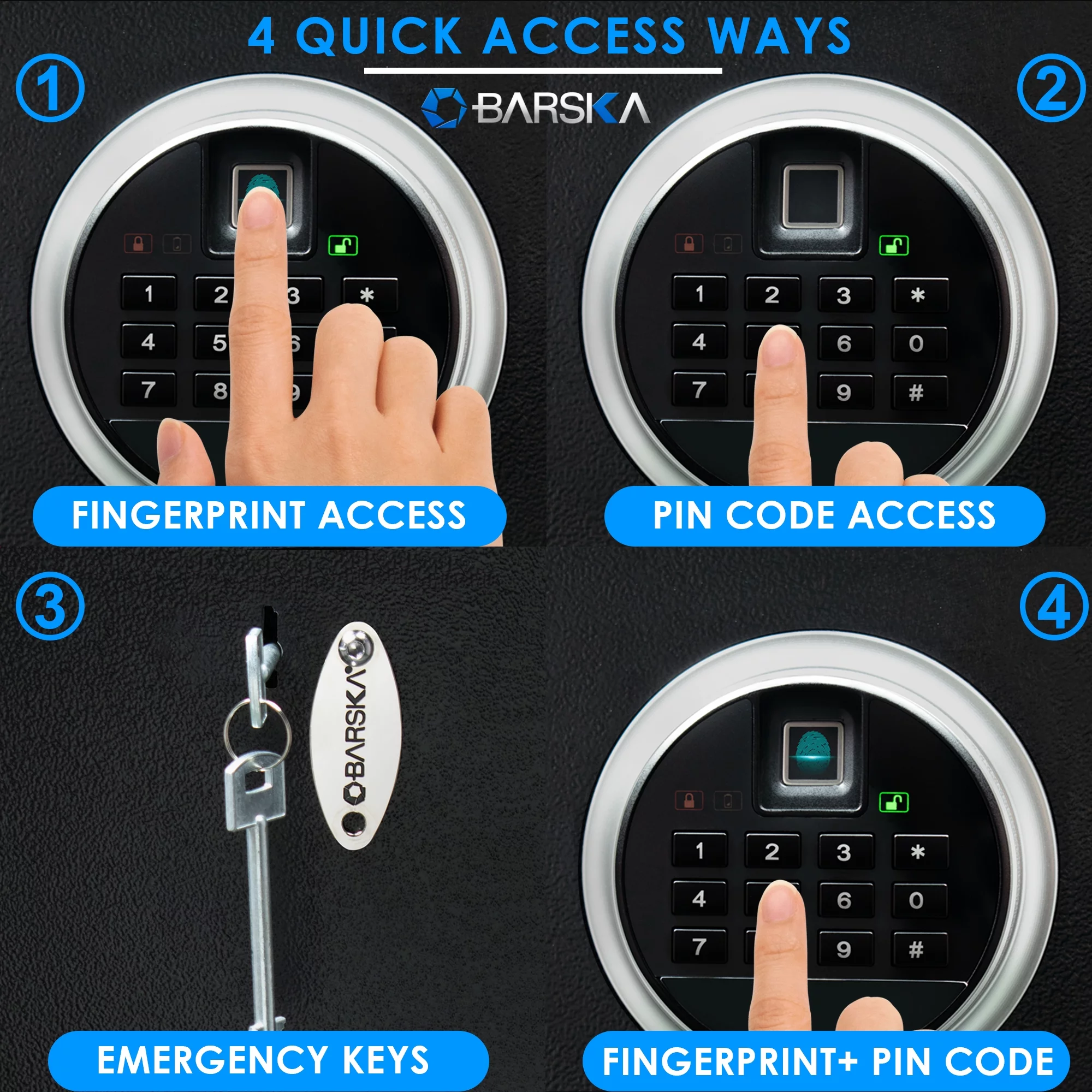 Barska Quick Security Biometric Keypad Rifle Gun Safe AX13646