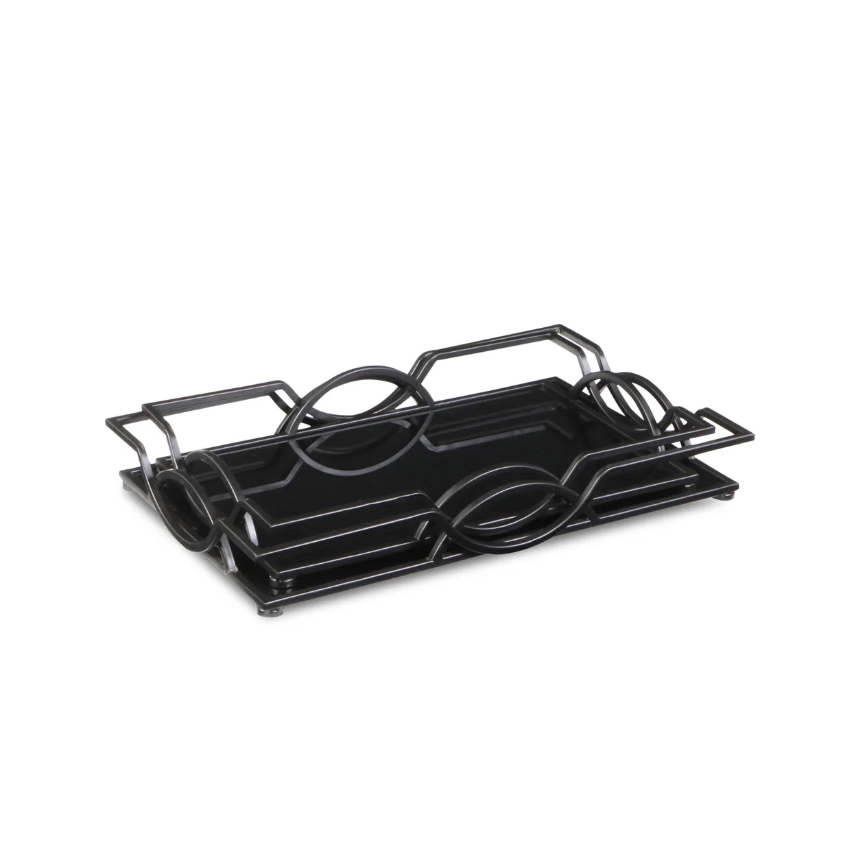 Cheungs Decorative Contemporary 2 piece black mirror trays