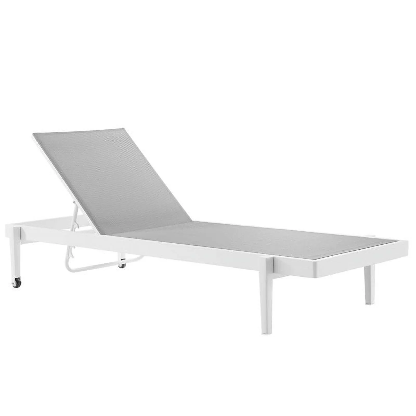 Pemberly Row  Patio Aluminum Chaise Lounge Chair in White Gray (Set of 2)