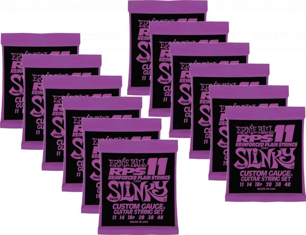 Ernie Ball RPS Power Slinky Electric Guitar Strings, Custom Gauge, Lot/12 P02242^12