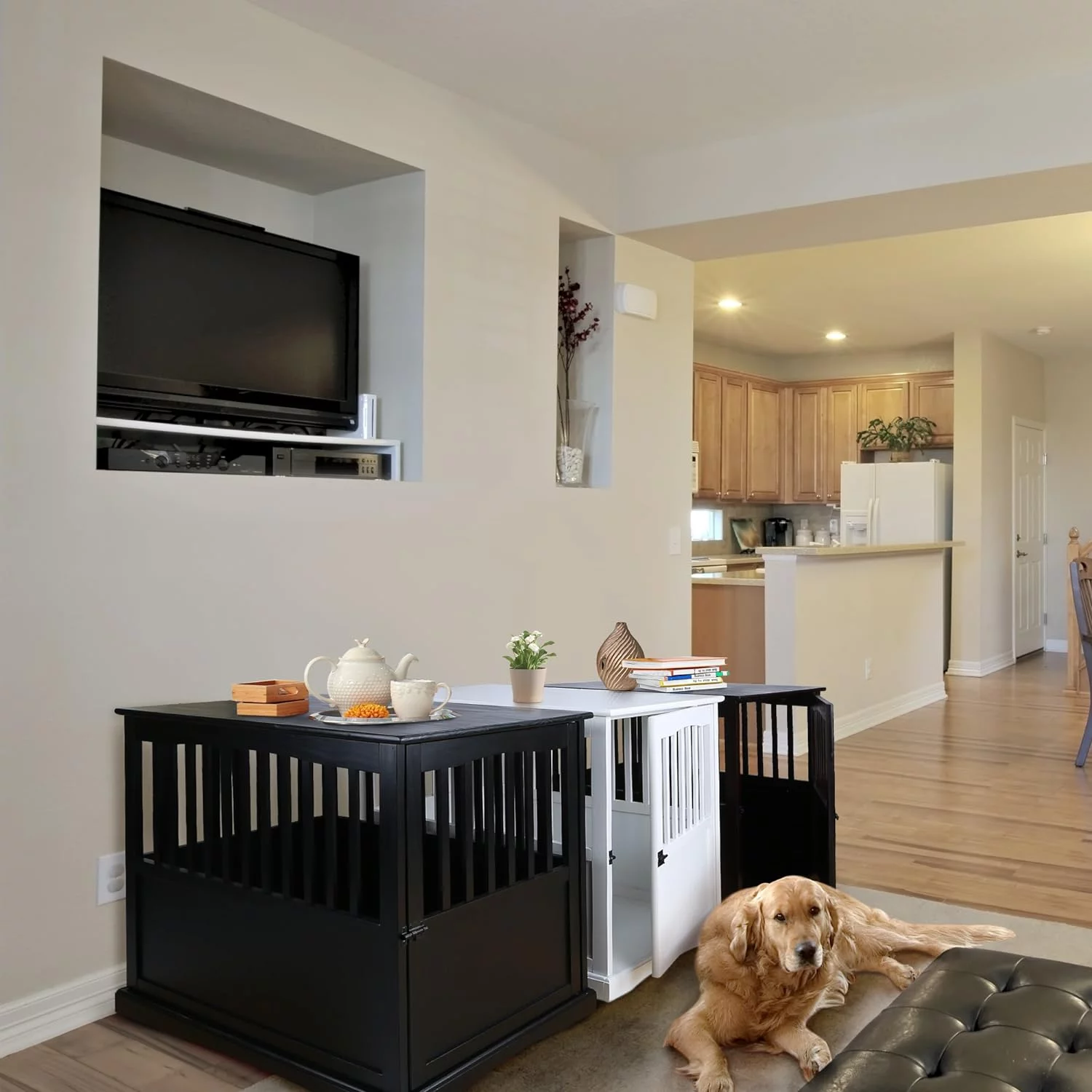 Wooden Large Pet Crate, End Table, Espresso, 24 X 36.5 X 29.5 In