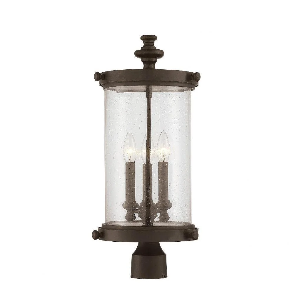 3 Light Outdoor Post Lantern-Transitional Style with Rustic and Modern Farmhouse Inspirations-22 inches Tall By 9 inches Wide Bailey Street Home