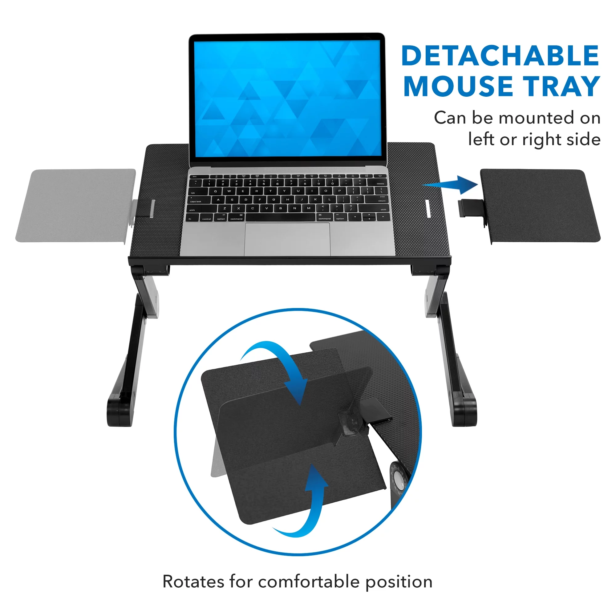 Mount-It! Adjustable Laptop Stand with Built-in USB Cooling Fan and Mouse Pad Tray, Black