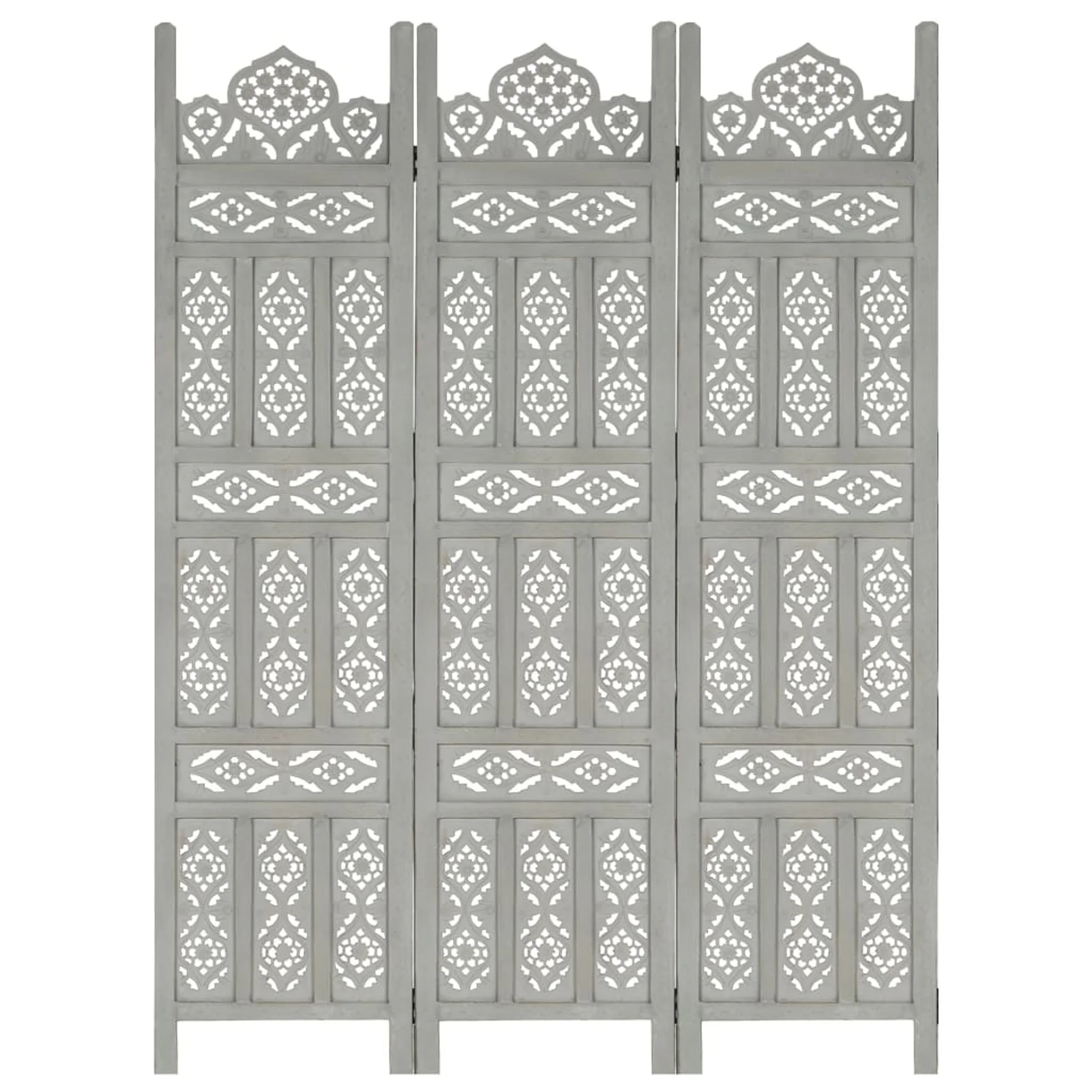 Dcenta Hand carved 3-Panel Room Divider Gray 47.2