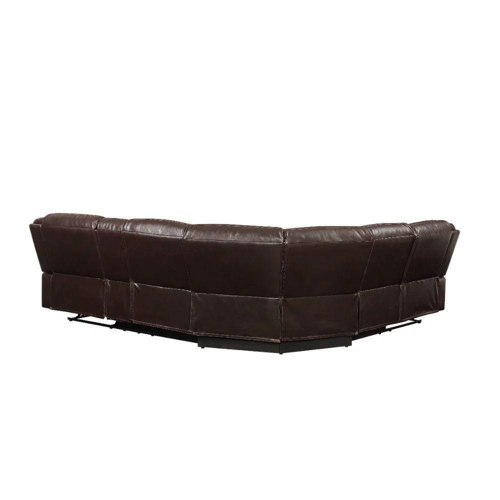 Espresso Leather-Aire Match L-shaped Sectional Sofa by Acme Tavin 52545