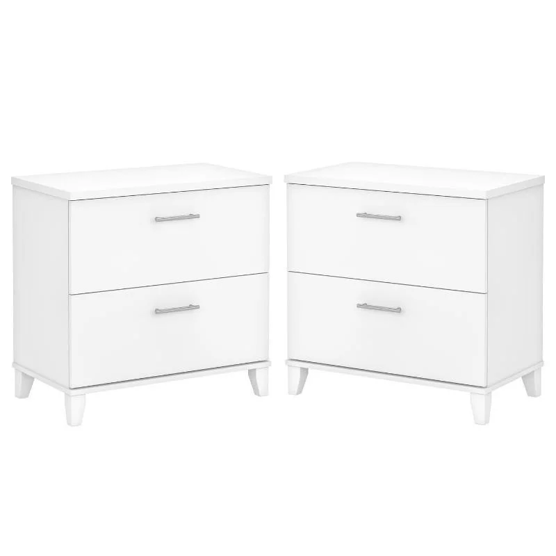 Home Square 2 Piece Engineered Wood Lateral Filing Cabinet Set in White