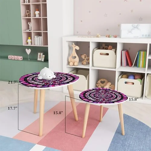 CHDEUSL Small Coffee Nesting  Stained Glass Window Triangle End  Center   Modern   Room Bedroom Balcony