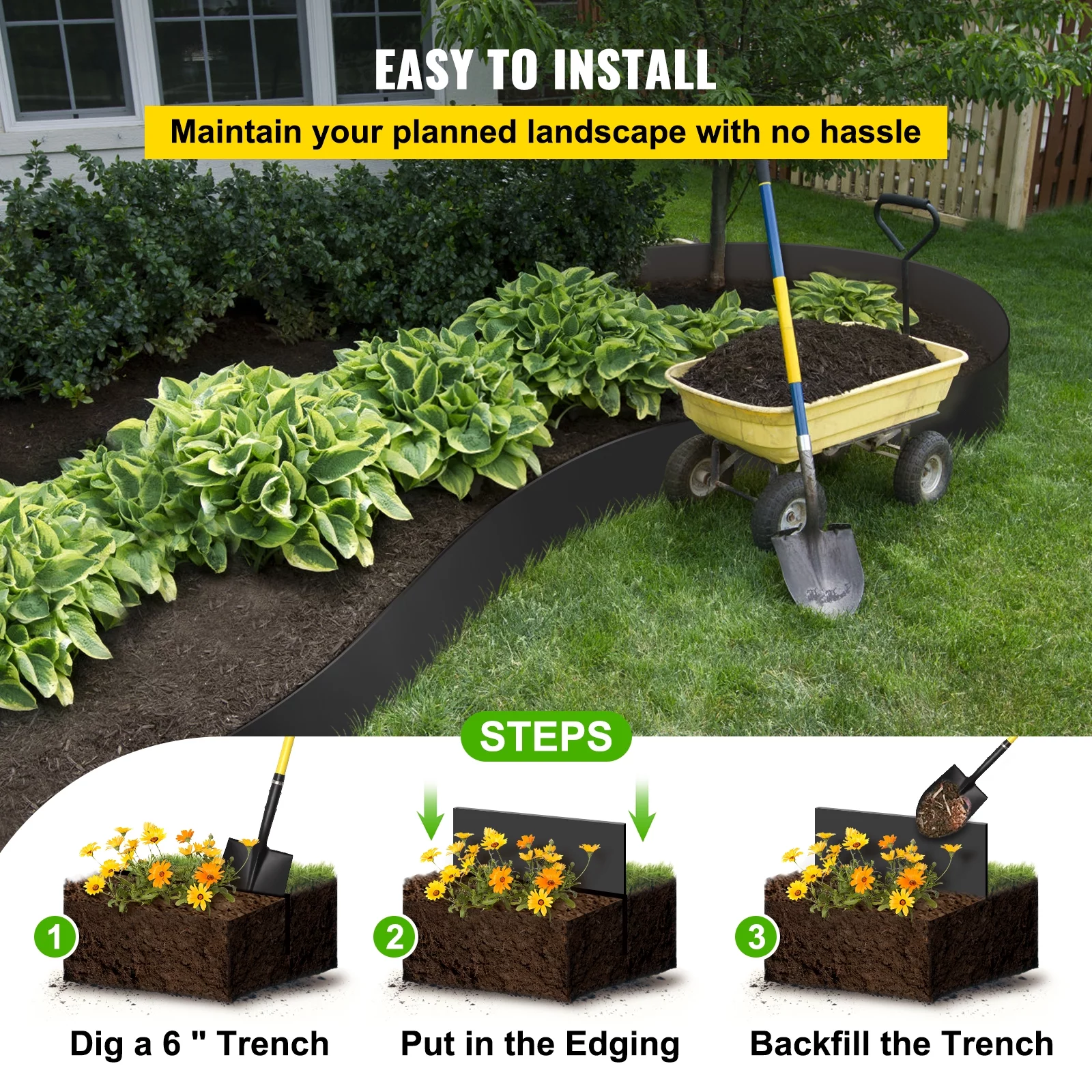 BENTISM Landscape Edging Terrace Board 40 ft Length 10 inch Depth Lawn Garden