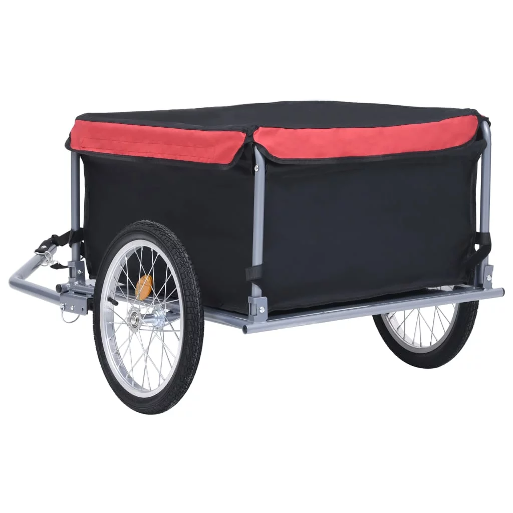 Qulable vidaXL Bike Trailer Black and Red 65 kg