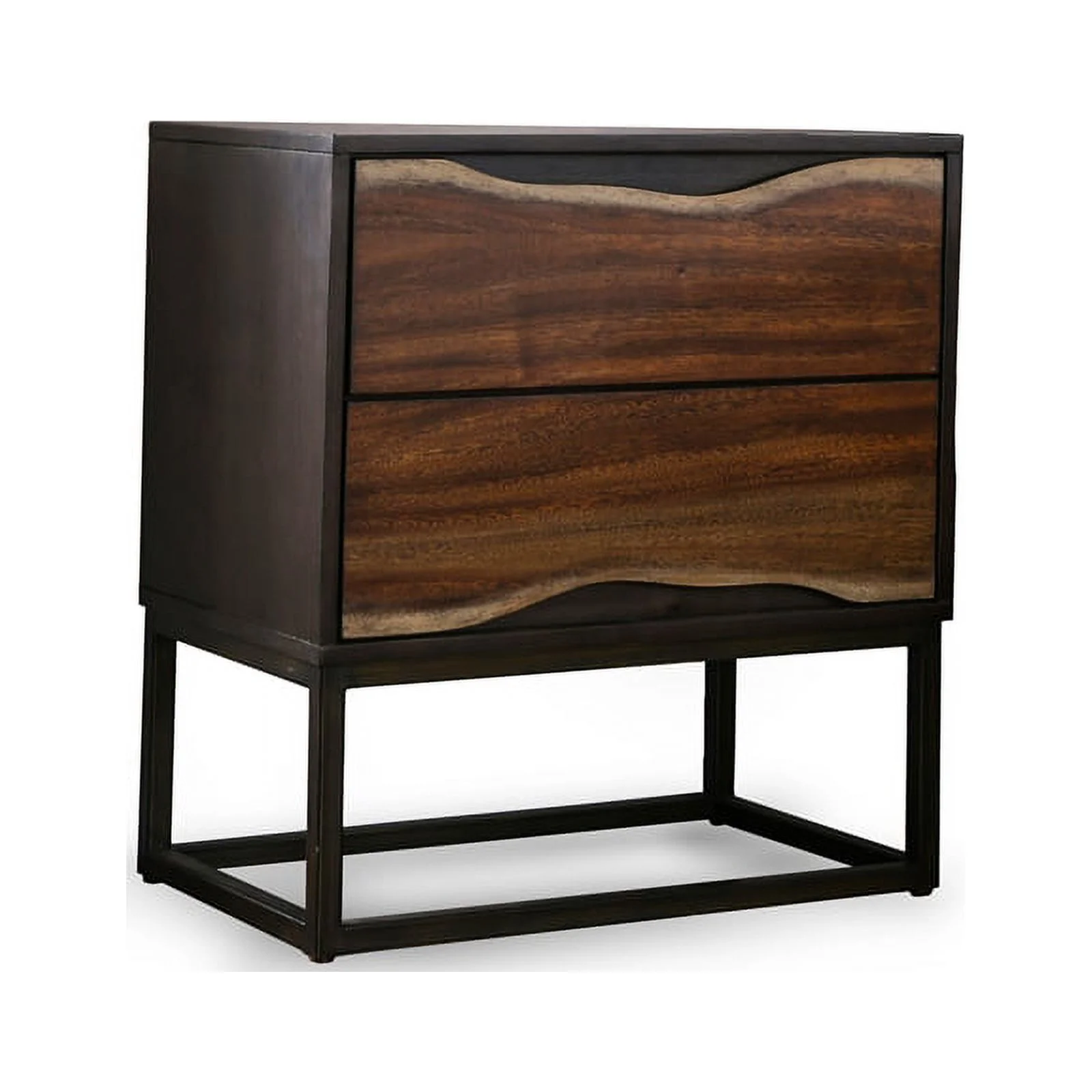 Furniture of America Trippen Wood 2-Drawer Nightstand in Dark Oak and Walnut