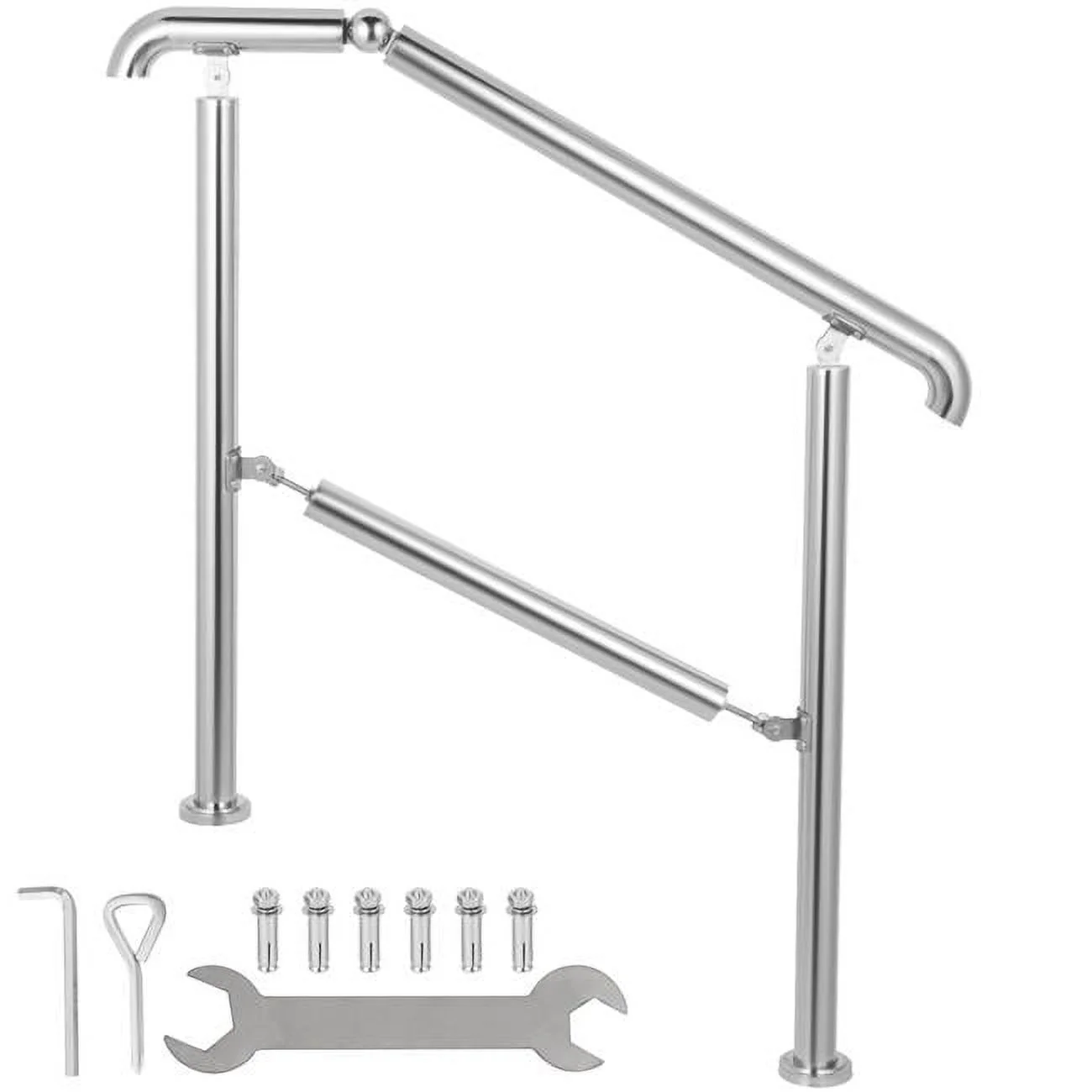 Vevor  441 lbs Stainless Steel Transitional Handrail for Level Surface & 2 to 3, Silver
