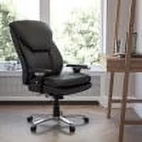 Emma + Oliver 24/7 400 lb. High Back Black LeatherSoft Ergonomic Office Chair with Lumbar Knob