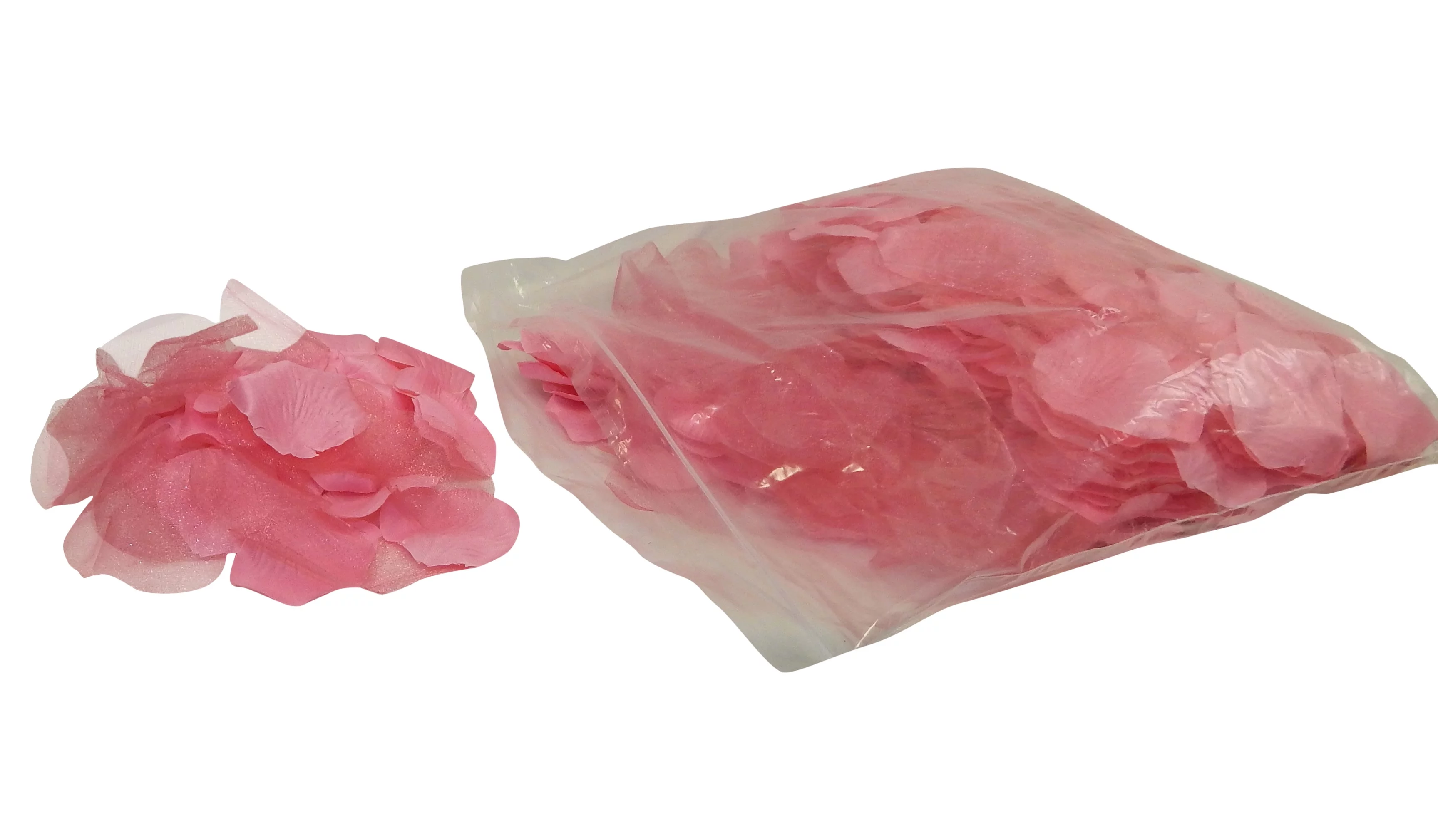 Bubblegum Pink Rose Petals Polysilk Faux Fake Flower 400 Opaque & 100 Sheer 2.25in Petals per Bag for Craft Table Engagement Ceremony Wedding Aisle Floral Romantic Decor (Pink, Set of 2 Bags)