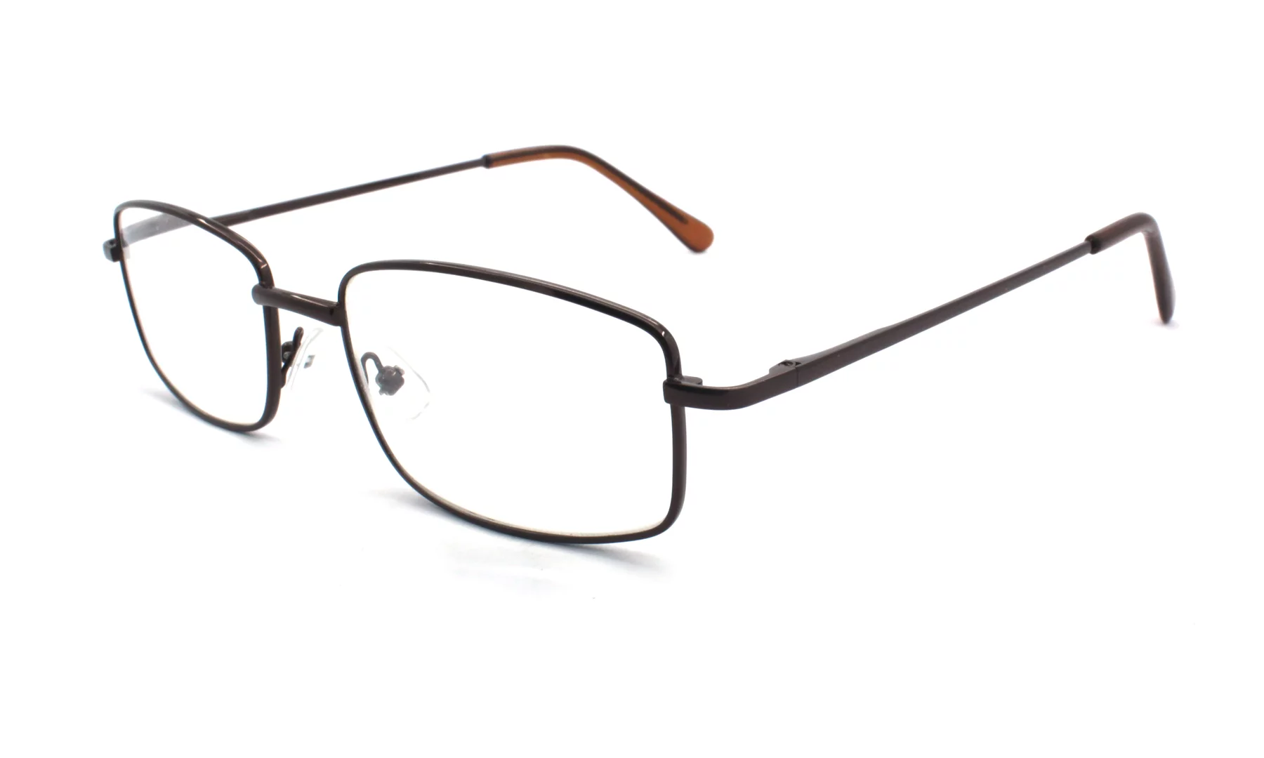 EYE ZOOM 5 Pack Unisex Rectangular Metal Reading Glasses with Spring Hinge, Brown, +250