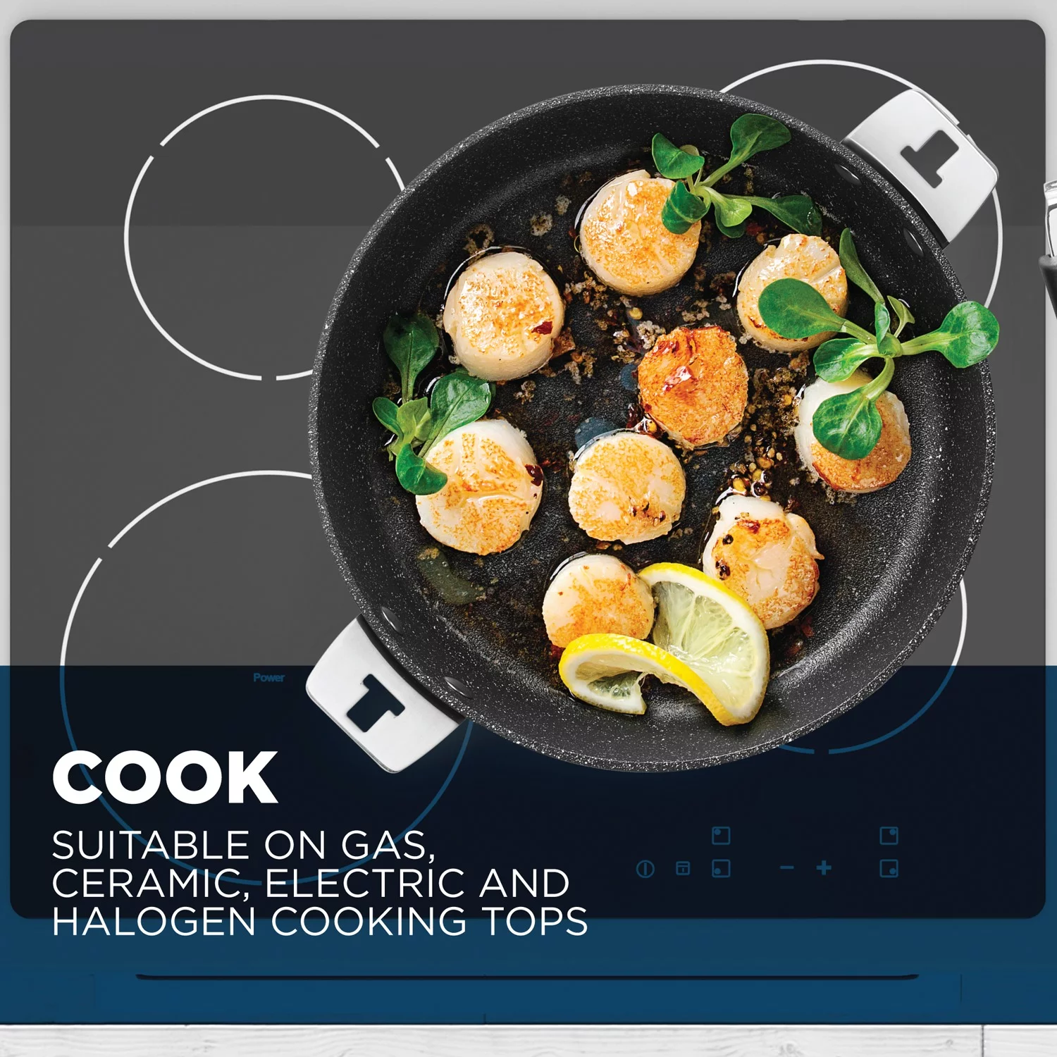 THE ROCK by Starfrit 034715-004-0000 11-Inch Fry Pan/Round Dish with T-Lock Detachable Handle