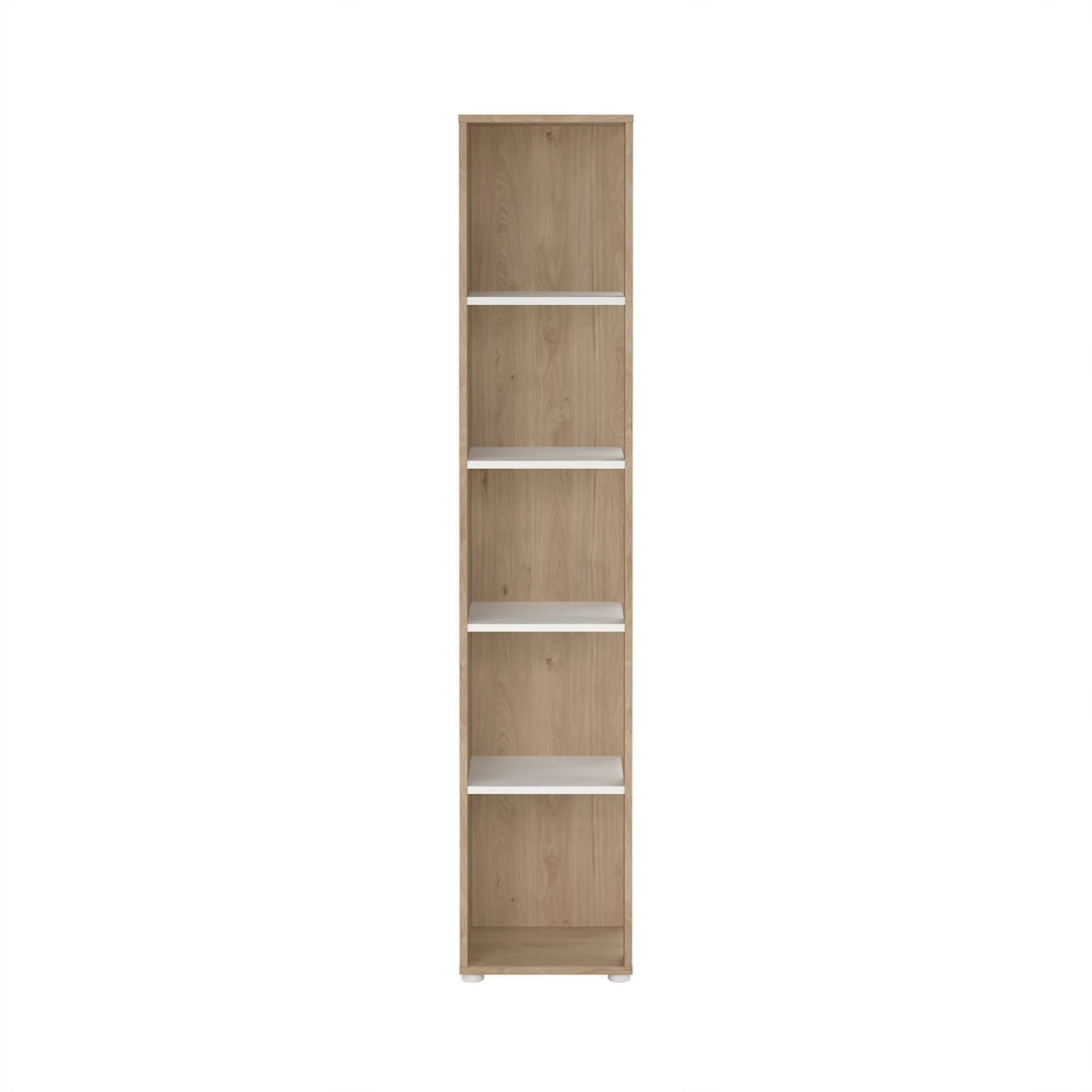 Pemberly Row Tall Open Storage 5 Shelf Bookcase in Hickory and White