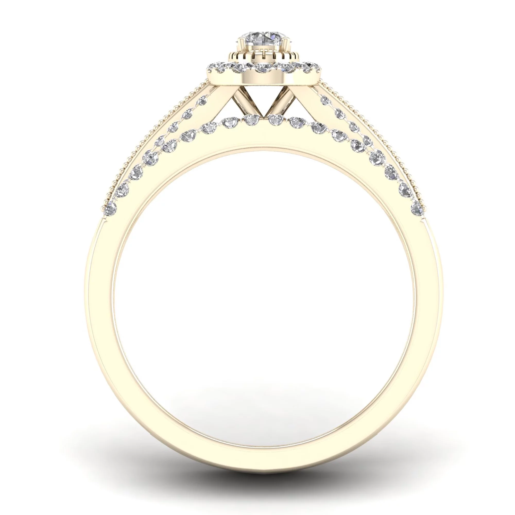 1/3ct TDW Diamond 10K Yellow Gold Oval Shape Halo Bridal Set