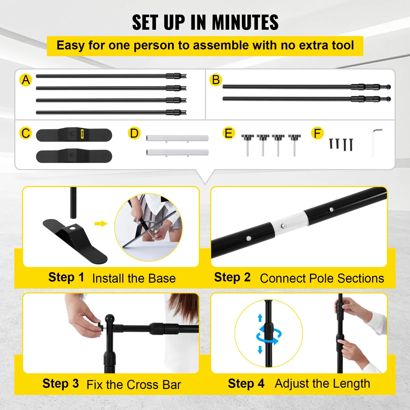 BENTISM Newest Step and Repeat 5.6'x 3.6' - 10' x 8' Adjustable Telescopic Height and Width Backdrop Banner Stand