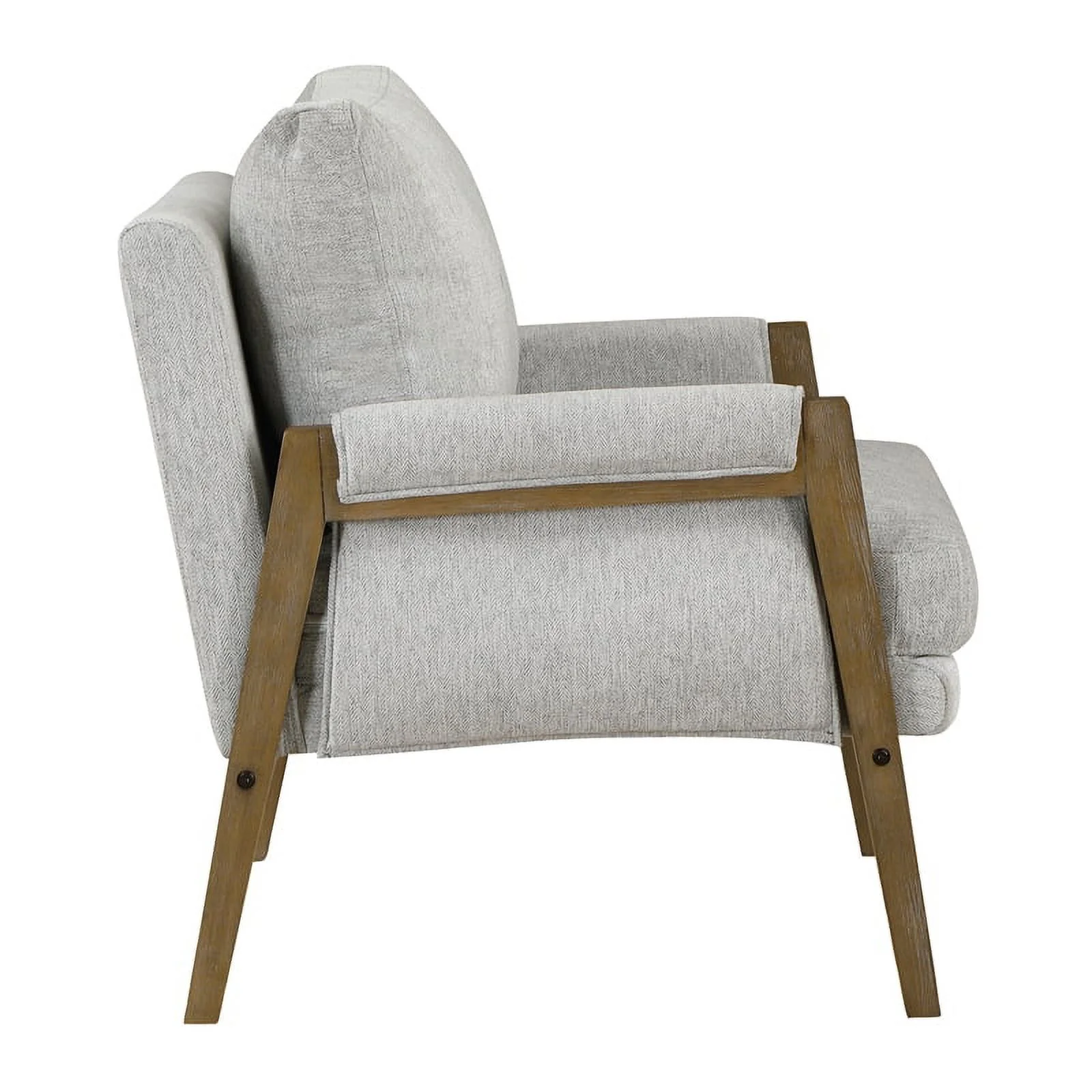Faber Wood Frame Armchair in Smoke Gray Fabric