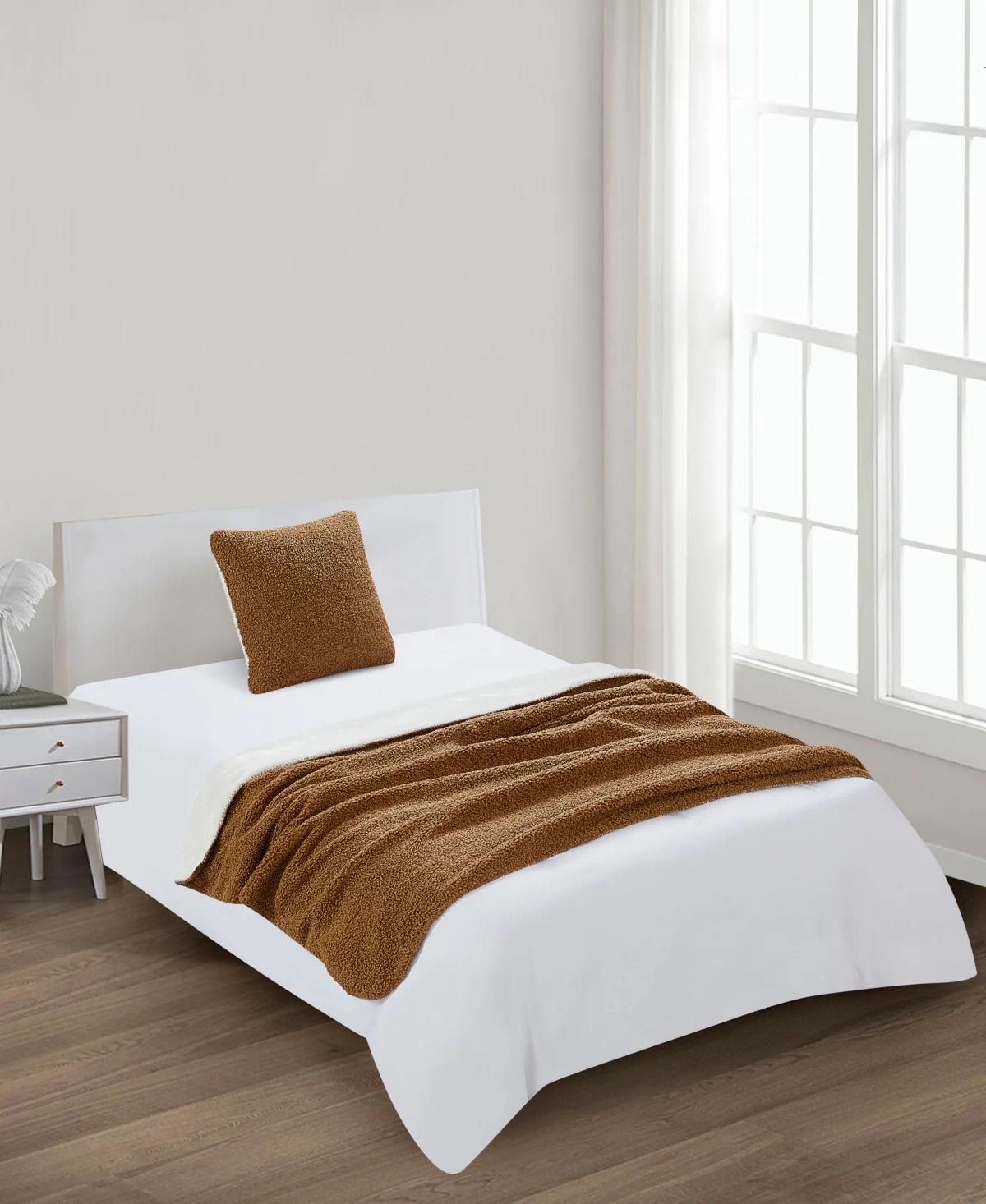 Montauk Teddy Faux-Fur Reverse to White Sherpa Throw, 50