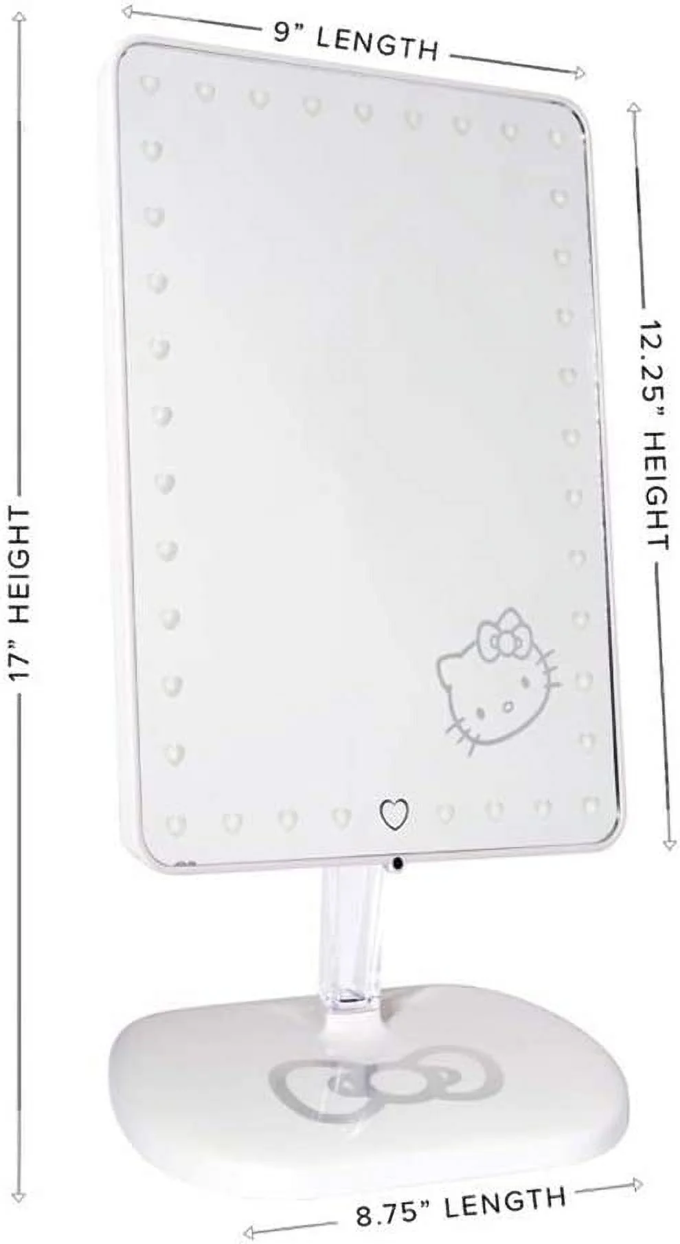 Impressions Vanity Hello Kitty Touch Pro Makeup Mirror with 360 Degree Rotation, Touch Sensor Vanity Mirror with LED Lights and USB Charging Port (Pearl White)